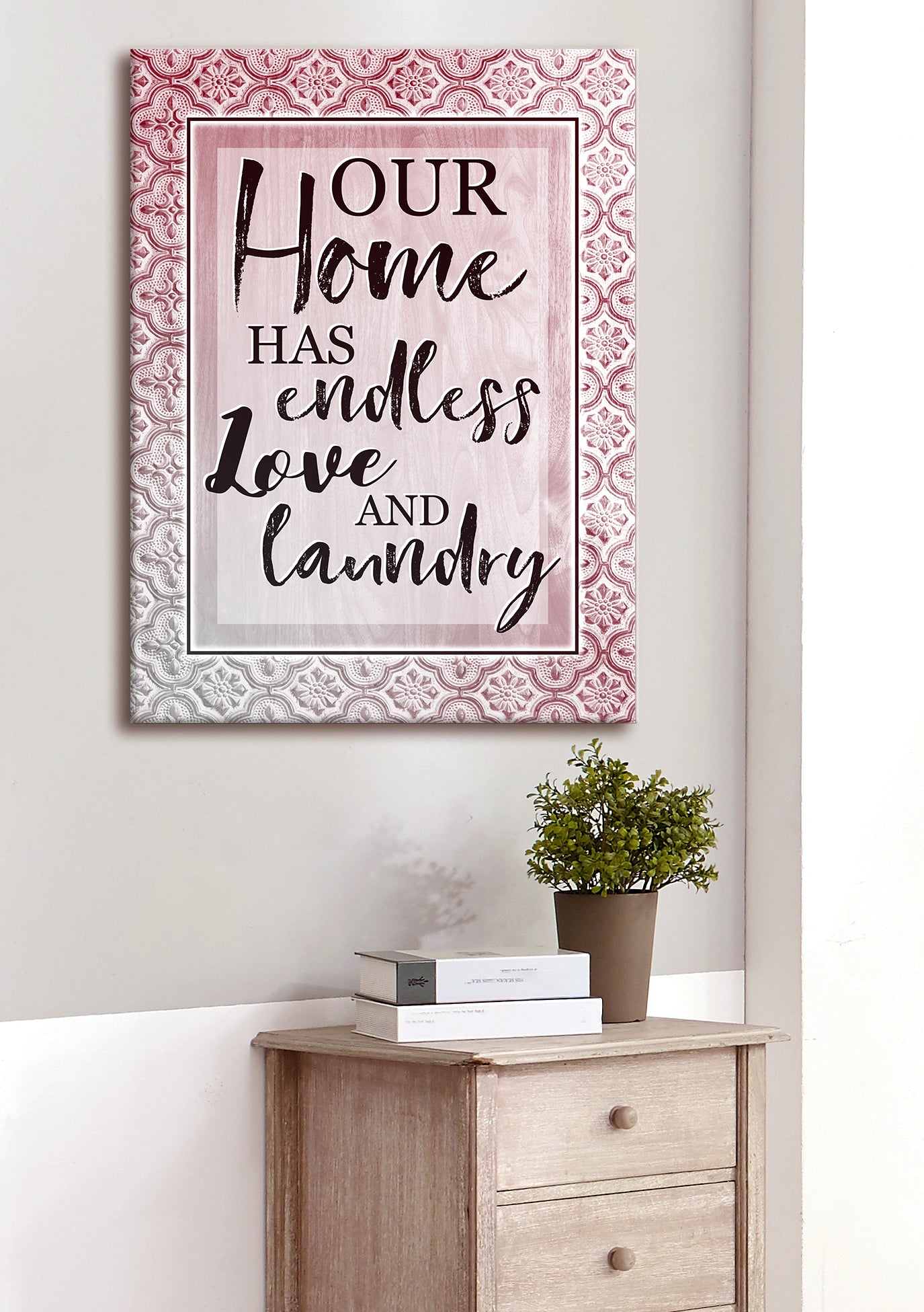 Special Offer! High - quality Wood - framed Home Wall Art: Our Home Has Endless Love And Laundry, Ready To Hang