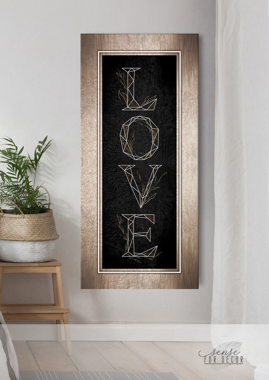 Hot! Couples Love Word Sign Wall Art V3 with Wood Frame (Ready to Hang)