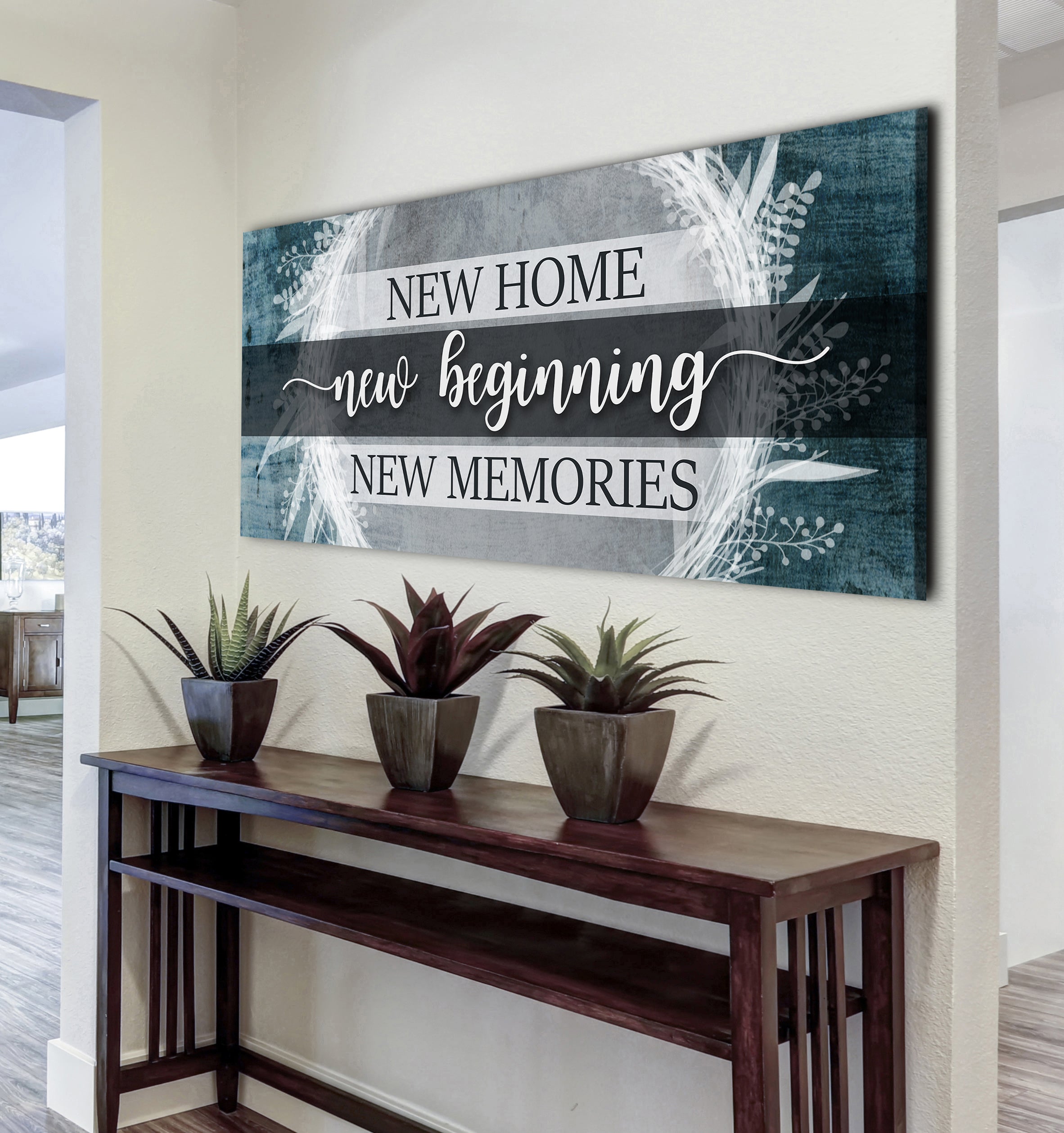 New Home, New Beginning V13 Wood Frame Wall Art, Ready To Hang