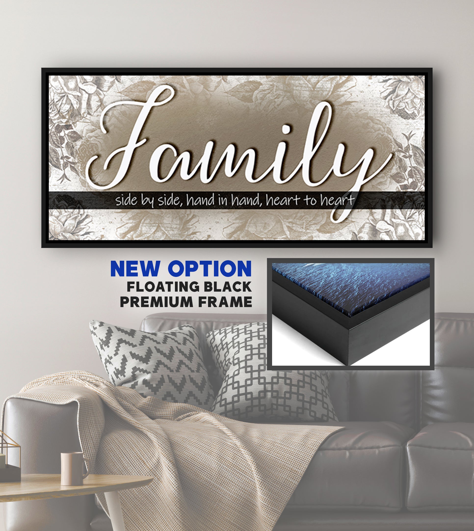 Hot Deal! Family Wall Art - Family Side by Side V3 with Wood Frame, Ready To Hang