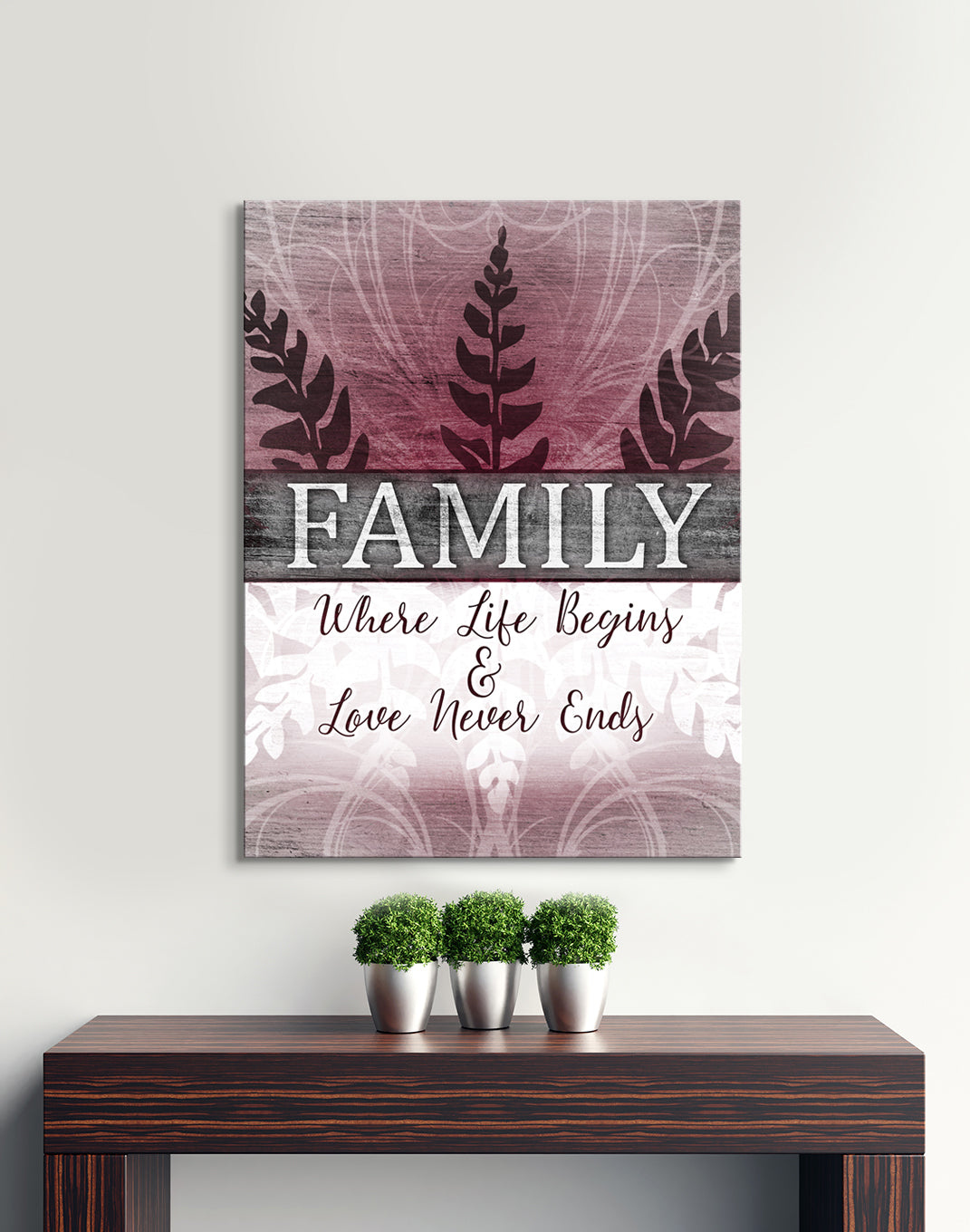 Exclusive Family Wall Art: 'Family Where Life Begins and Love Never Ends' V3 - Wood Frame, Ready To Hang, Buy 2 Save 20%