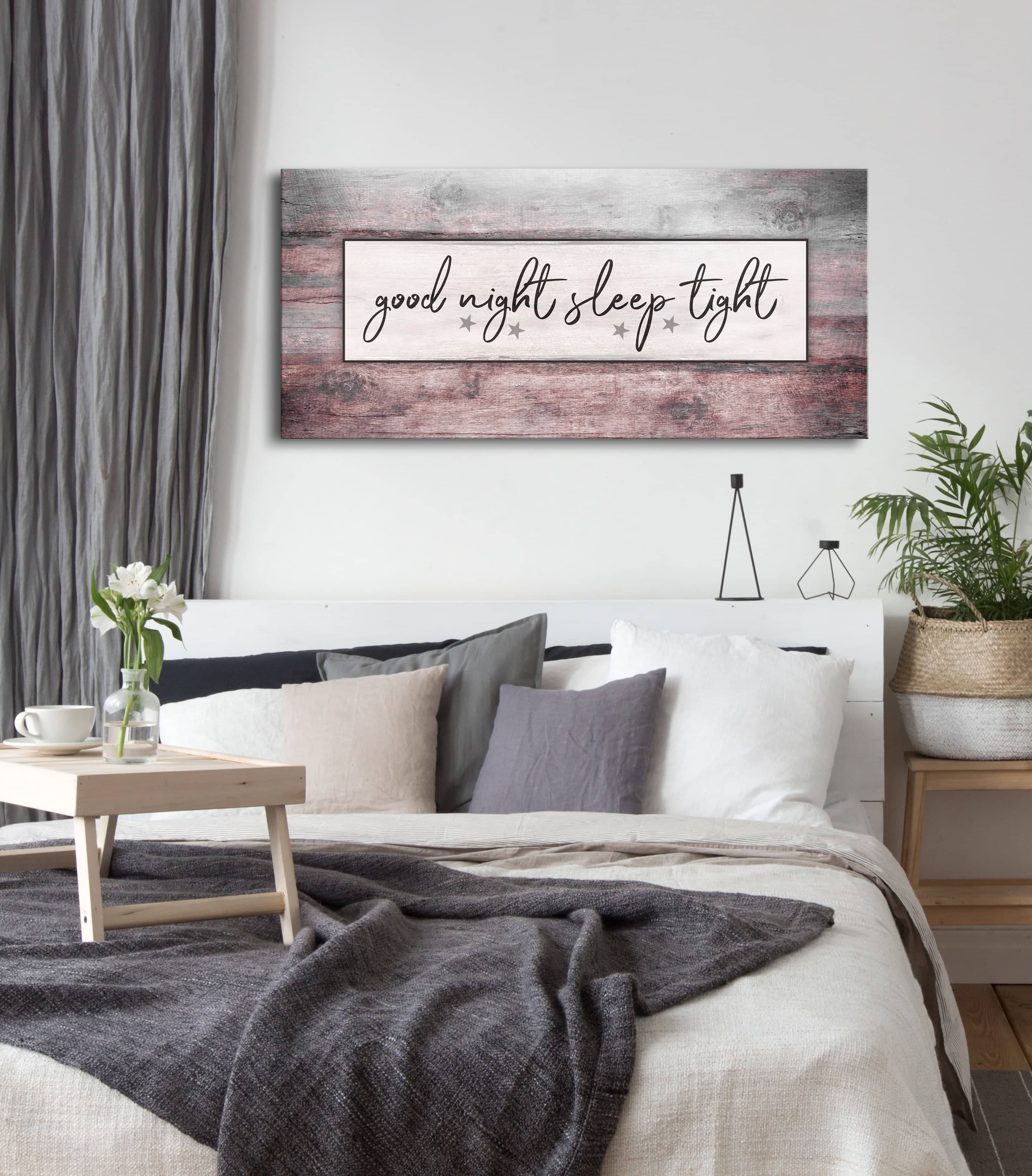 Exclusive Bedroom Wall Art: 'Good night Sleep tight' - Wood Frame, Ready To Hang! Buy 2, Save 20%