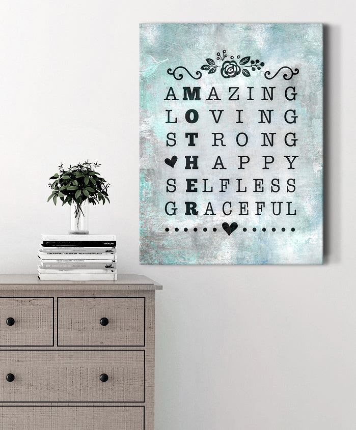 Hot! Amazing Mother Word Sign Wall Art with Wood Frame (Ready To Hang)