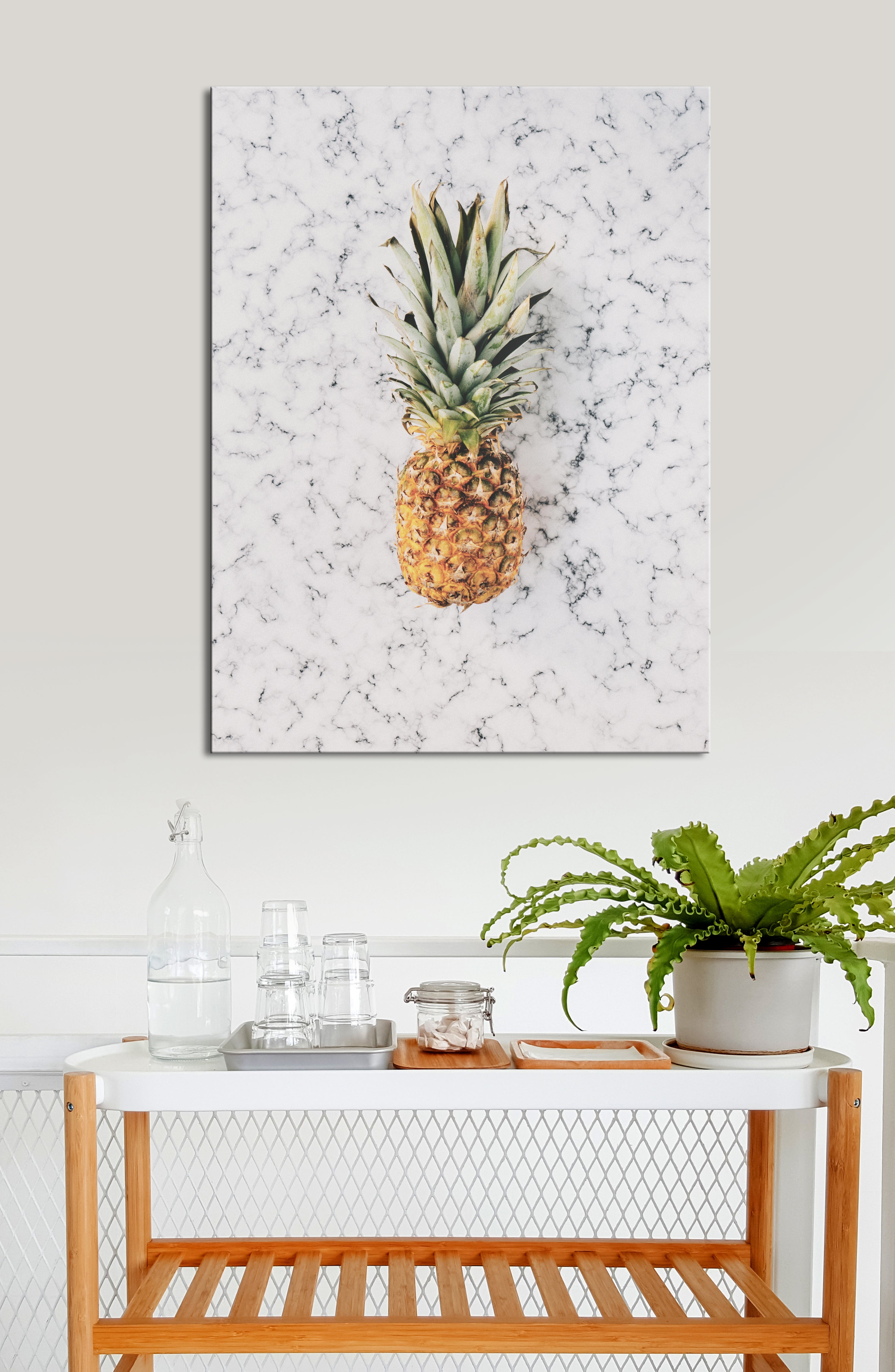Bright and Delicious Pineapple Wall Art with Wood Frame, Ready to Hang