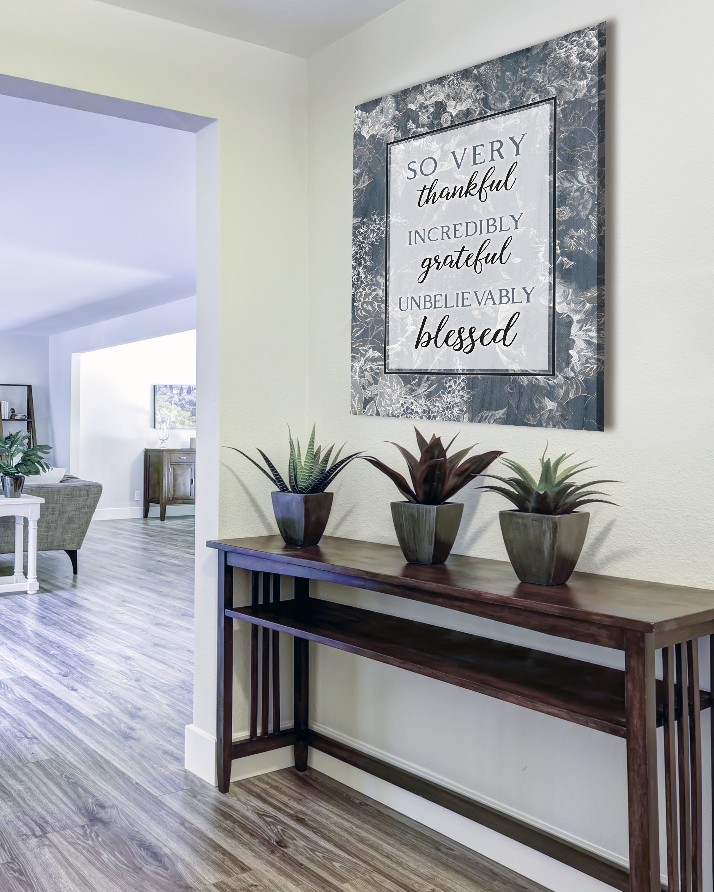 High - Quality Christian Wall Art: 'So Very Thankful V17' with Wood Frame for Easy Hanging