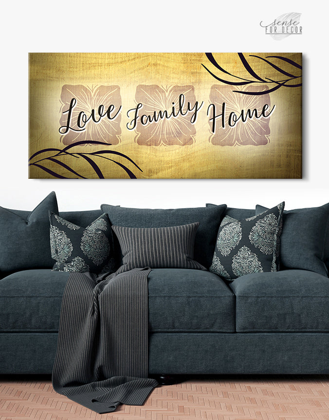 High - Quality Wood - Framed Family Wall Art: Love Family Home, Ready To Hang