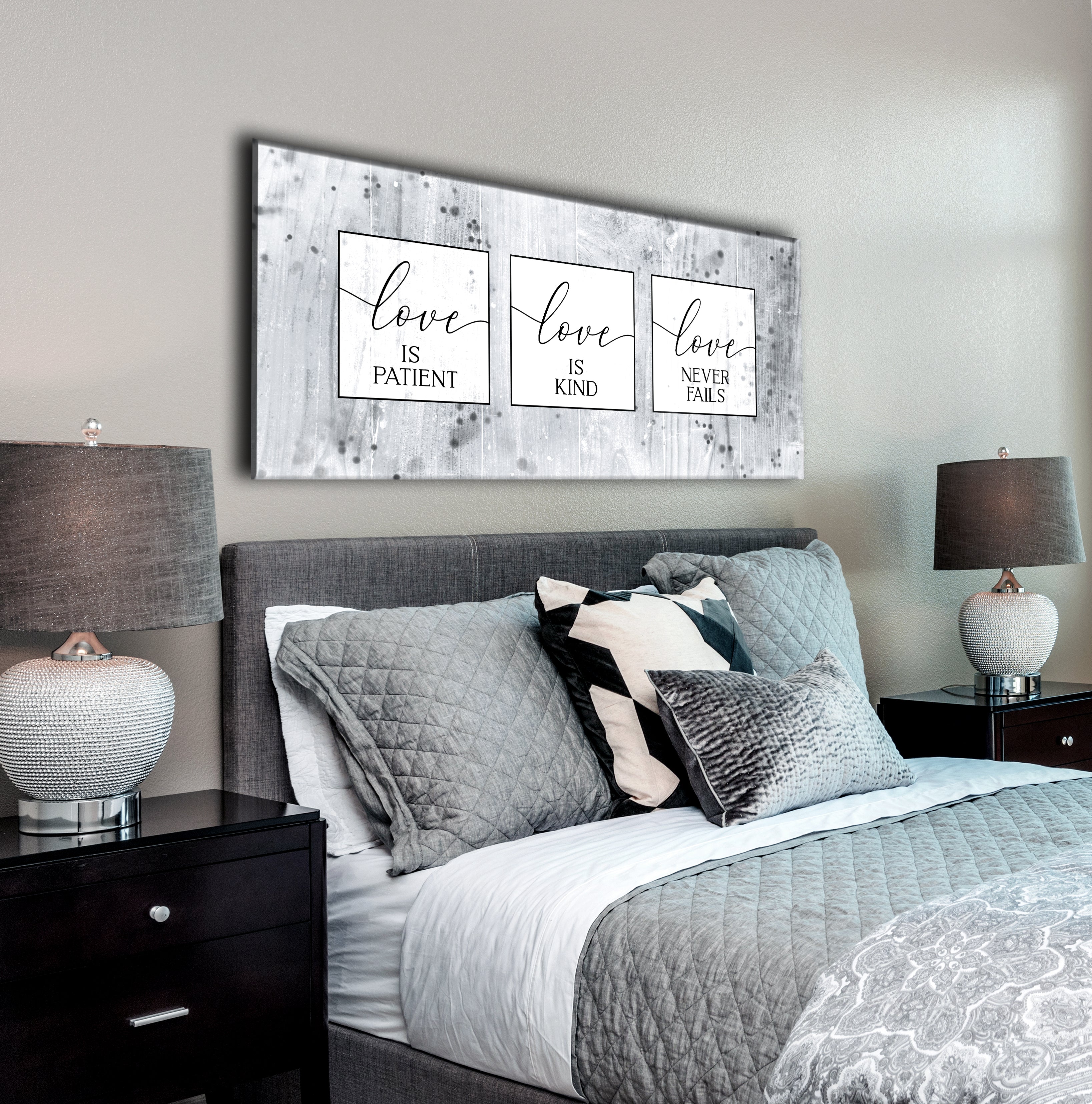 Limited Time Offer! Couples Wall Art - 'Love Is Patient Love Is Kind' with Wood Frame, Ready to Hang