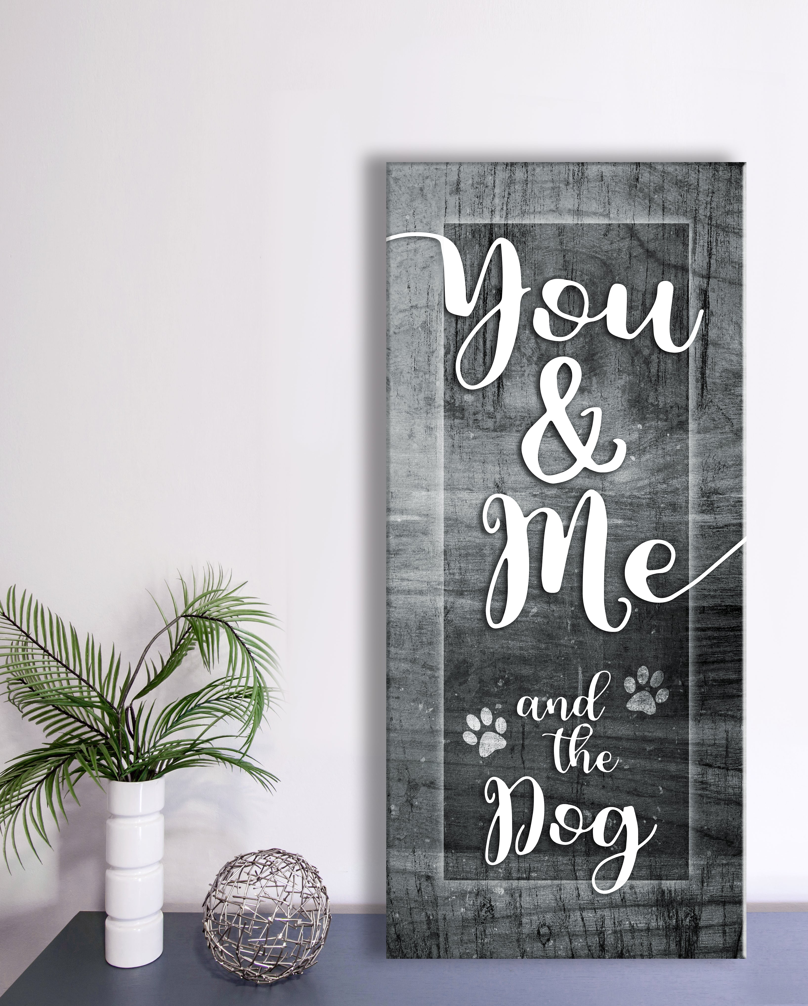 Hot Deal! Pet Wall Art - 'You, Me And The Dog V7' with Wood Frame, Ready To Hang