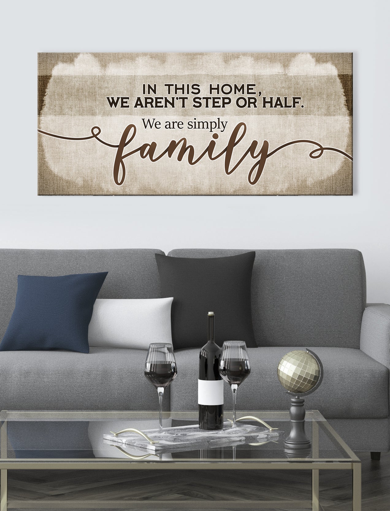 Exclusive Family Wall Art: 'In This Home We Aren't Step Or Half' - Wood Frame, Ready To Hang! Buy 2 Save 20%