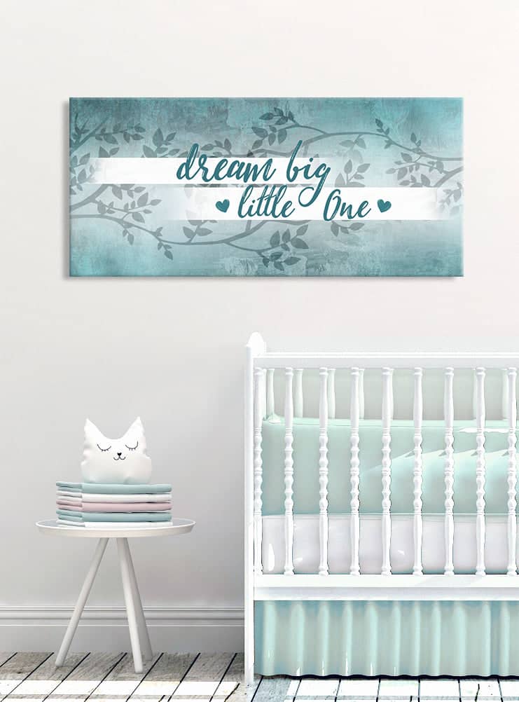 High - Quality Wood - Framed Baby Room Wall Art: Dream Big Little One, Ready To Hang