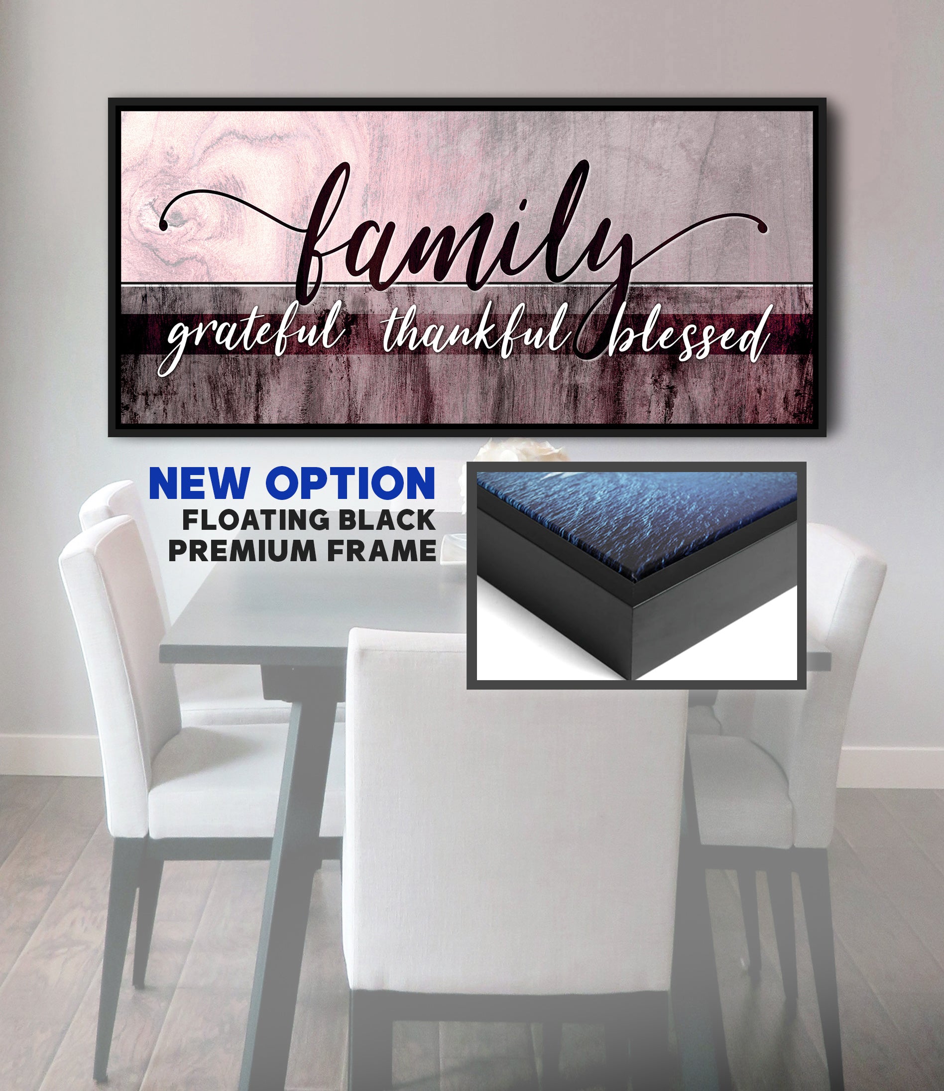 Exclusive Family Wall Art: 'Grateful, Thankful, Blessed' in Wood Frame - Ready to Hang! Buy 2 Save 20%