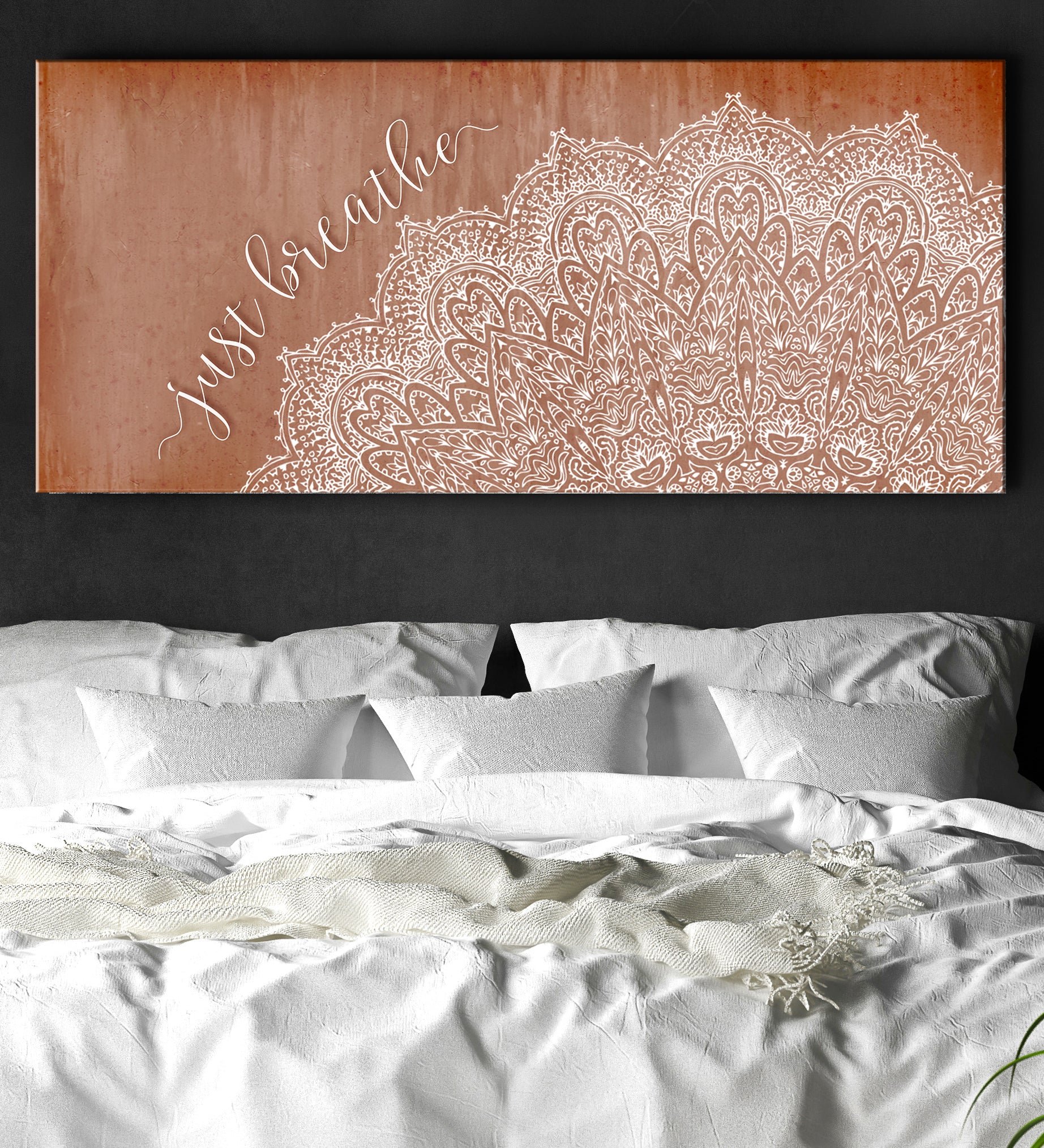 Ready-To-Hang Wood Frame Yoga Wall Art: Just Breathe V4