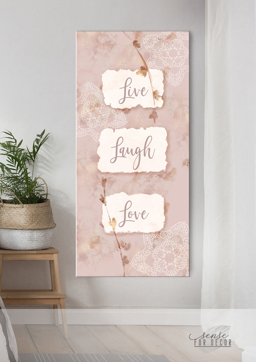Exclusive Offer! High - Quality Christian Wall Art 'Live Love Laugh V4' with Wood Frame, Ready to Hang