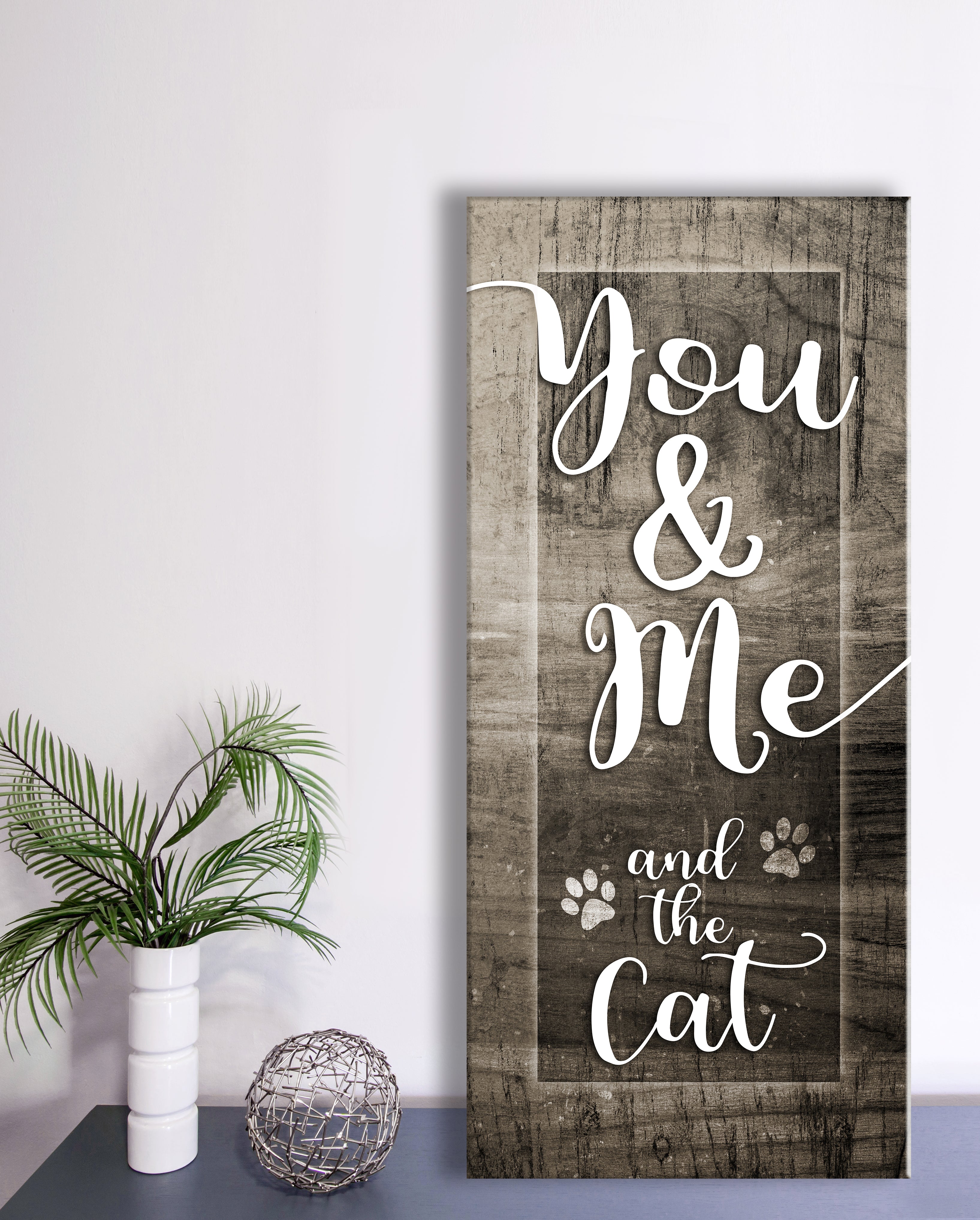High - Quality Wood - Framed You Me And The Cat V7 Pet Wall Art Ready To Hang