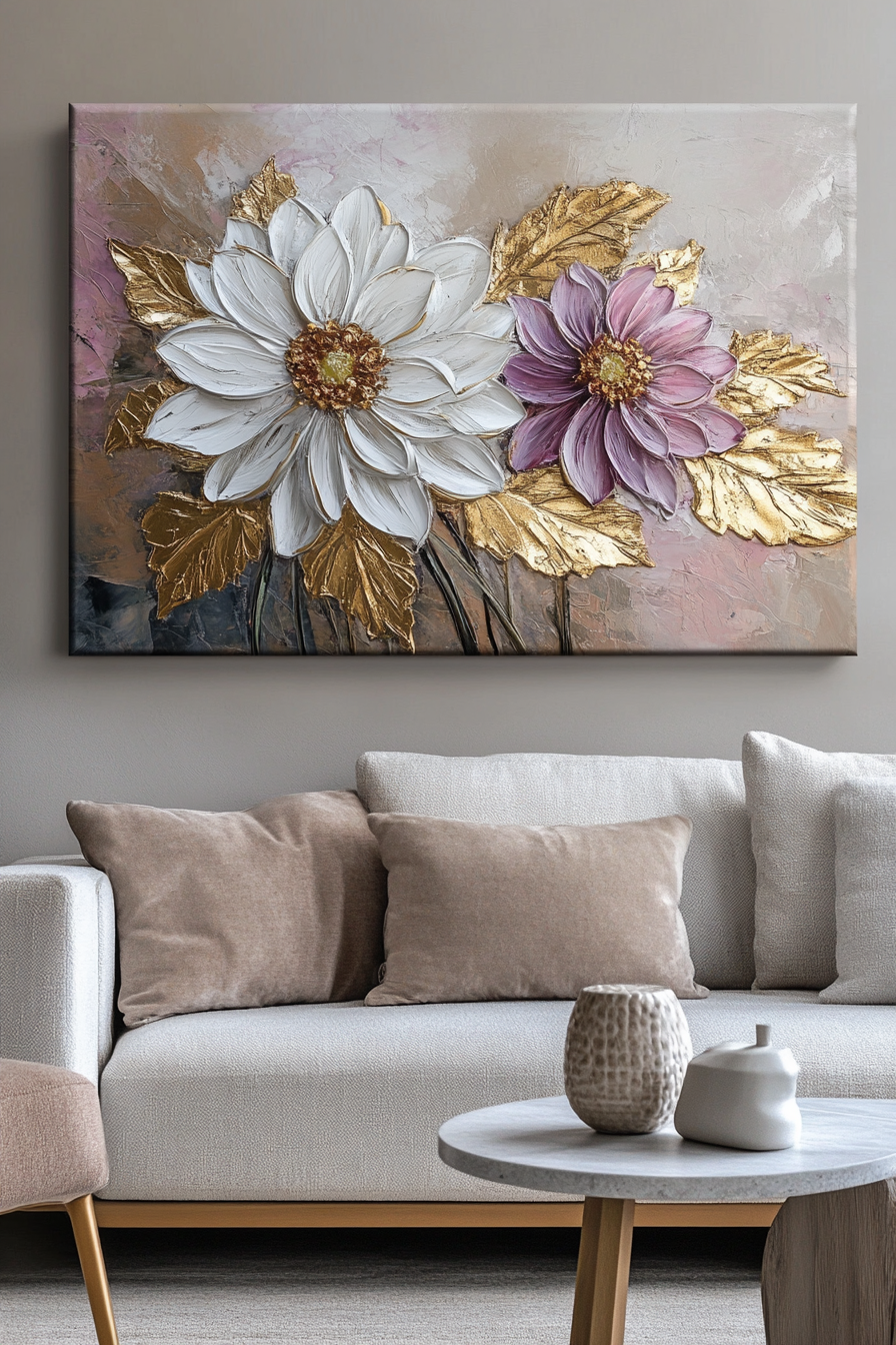High - quality Nature Wall Art: Golden Blooms Version 5