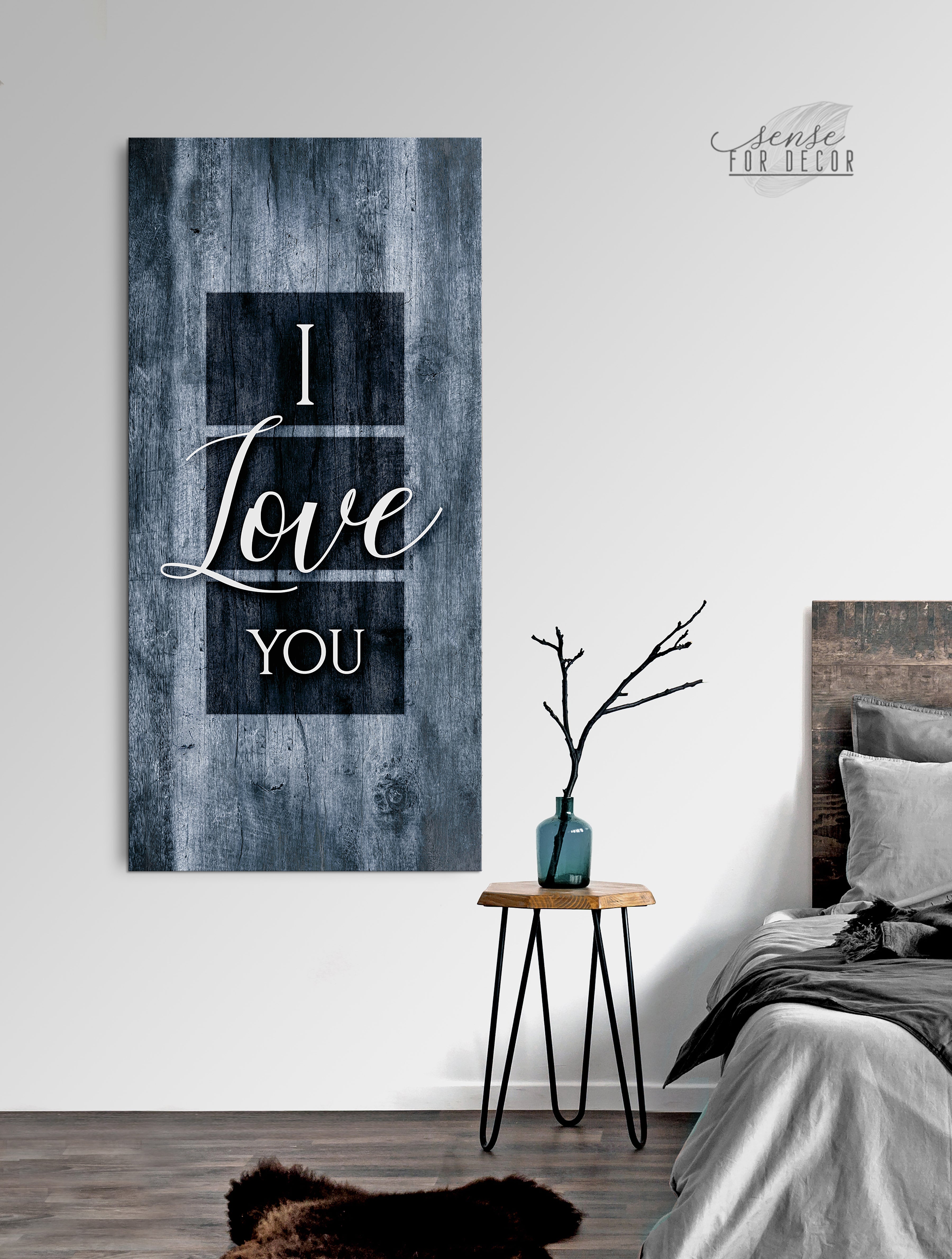 High - Quality Wood - Framed 'I Love You' Couples Wall Art Ready To Hang