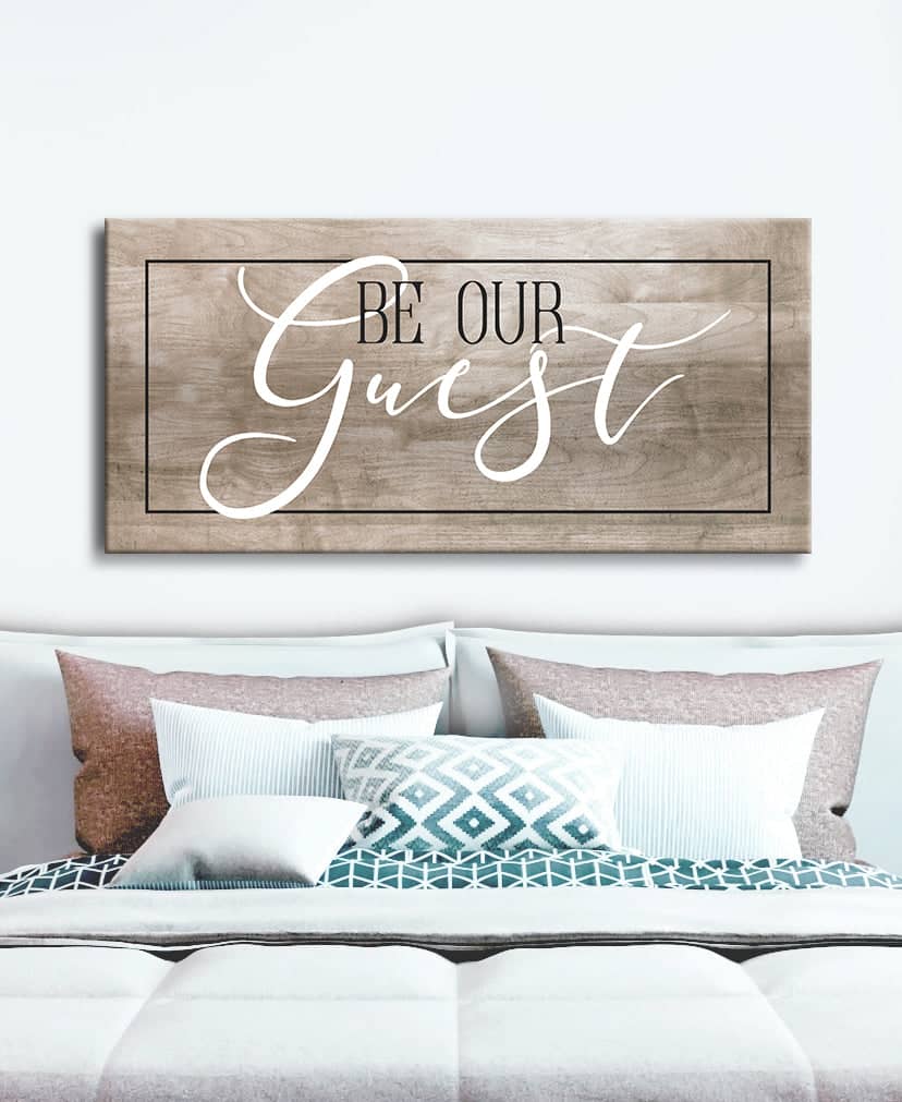 High - quality Wood - framed Bedroom Wall Art: Be Our Guest V2, Ready to Hang