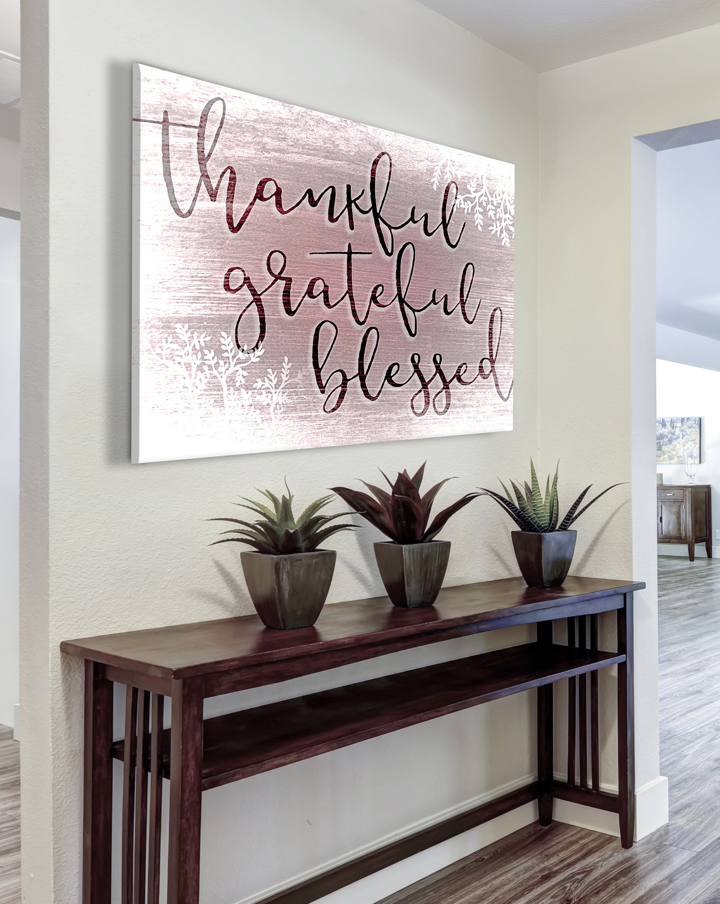 High - Quality Christian Wall Art: Thankful Grateful Blessed V6 with Wood Frame for Easy Hanging