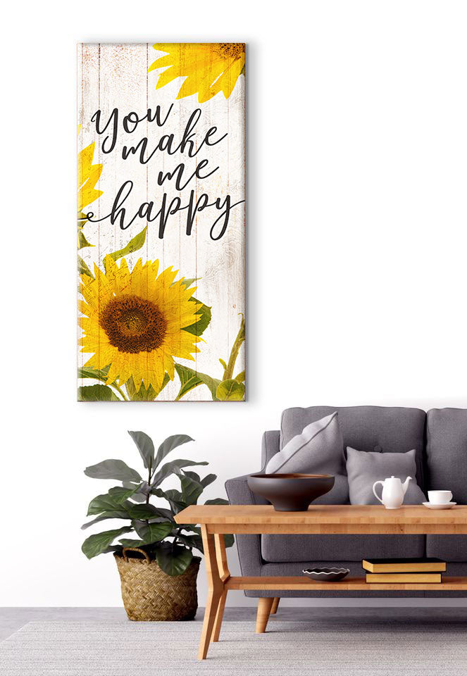 Hot Deal! High - Quality Couples Wall Art 'You Make Me Happy V2' with Wood Frame, Ready to Hang