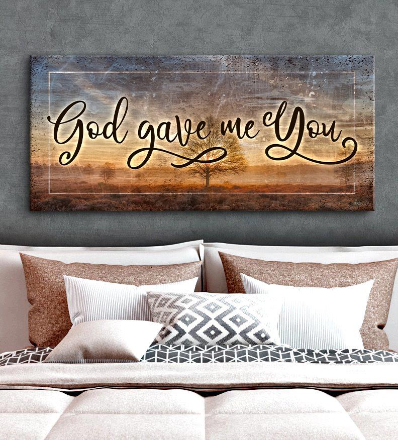 High - quality Christian Wall Art: 'God Gave Me You' with Wood Frame for Easy Hanging