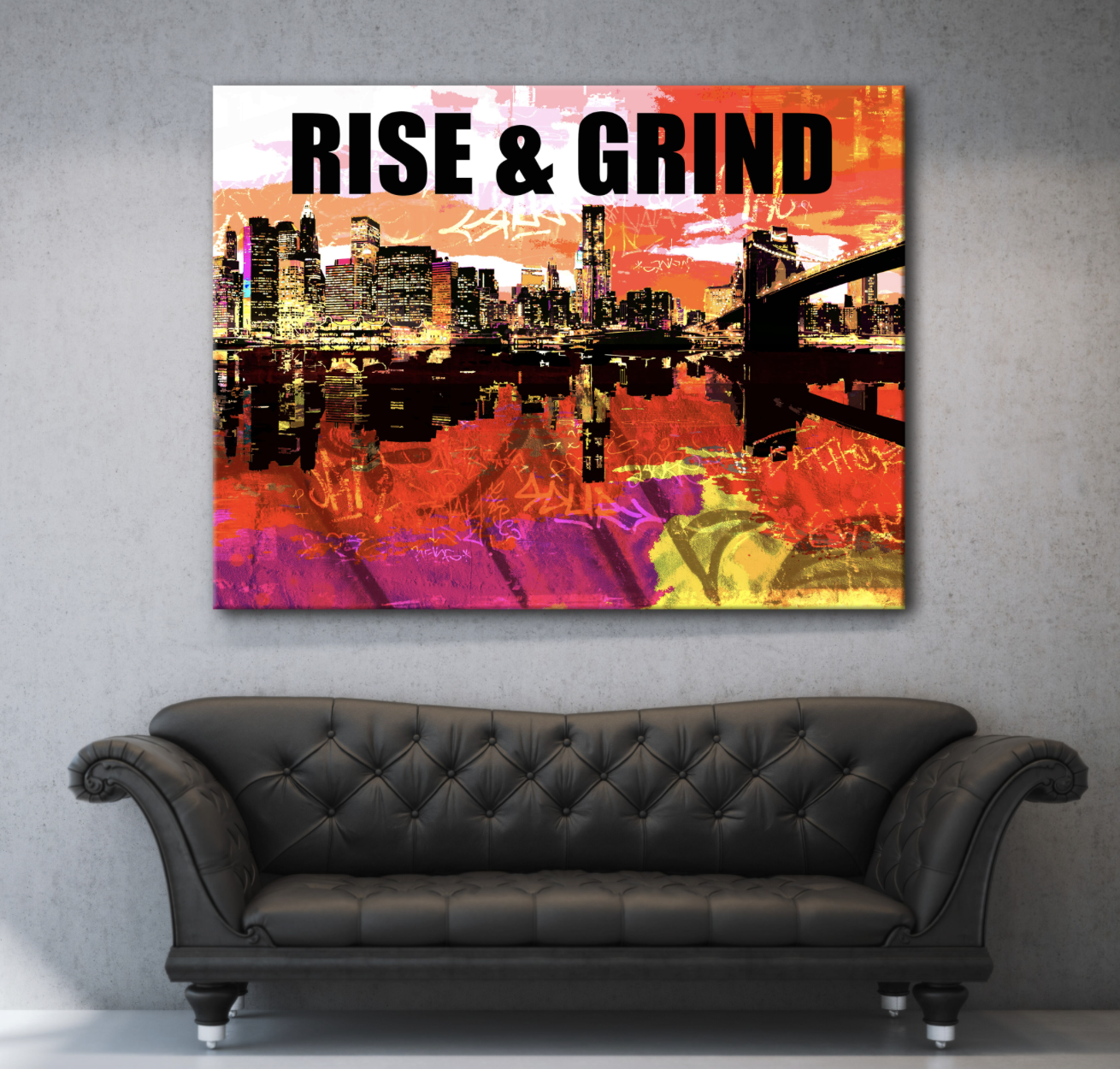 Limited Edition 'Rise And Grind' Business Wall Art on Canvas with Wood Frame (Ready To Hang)