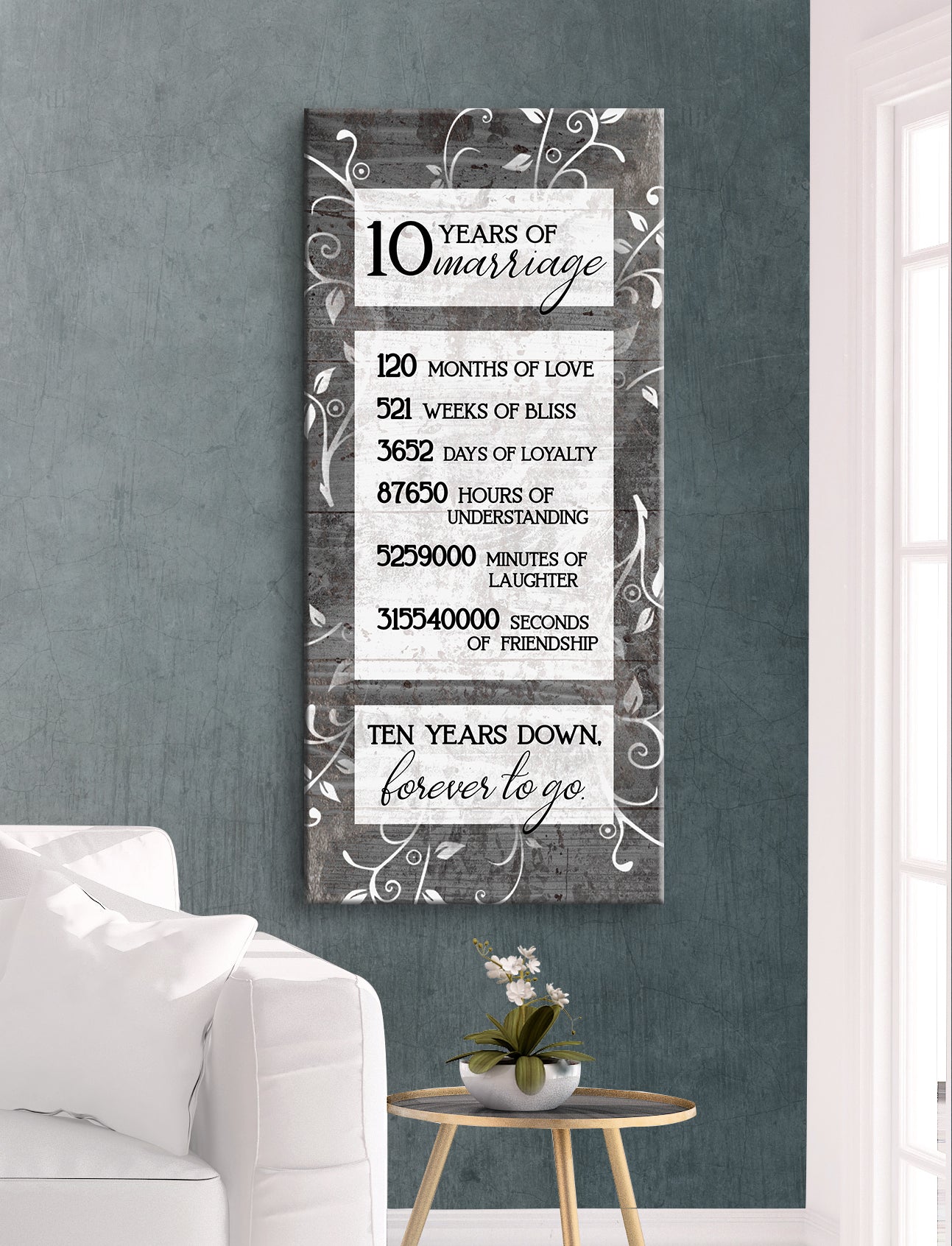 High - quality Wood - framed 10 - year Marriage Couples Wall Art, Ready to Hang