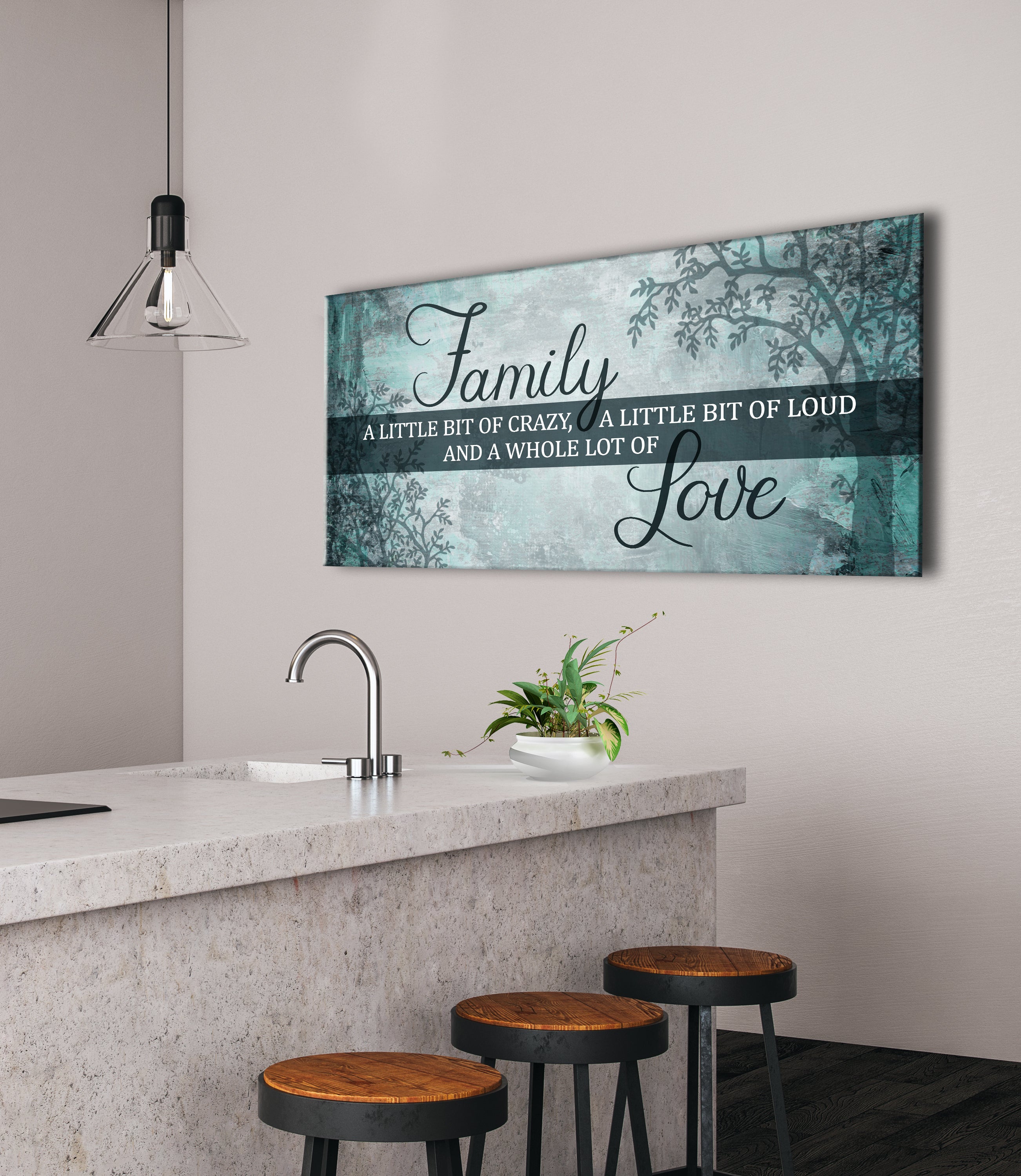Exclusive Family Wall Art: Crazy Family Design V7 with Wood Frame, Ready to Hang - Buy 2 Save 20%