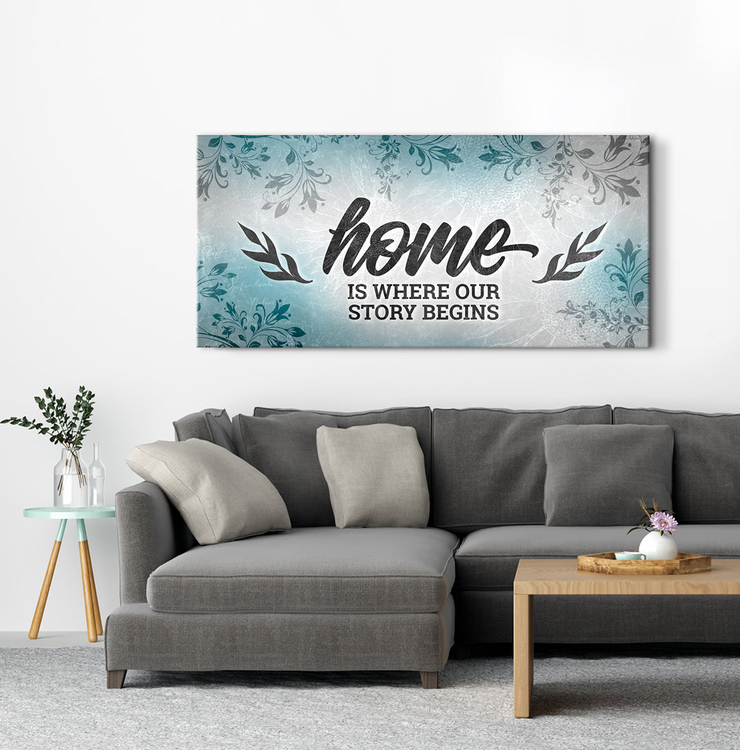 Exclusive! Home Wall Art - 'Home is Where Our Story Begins V3' (Wood Frame, Ready To Hang)