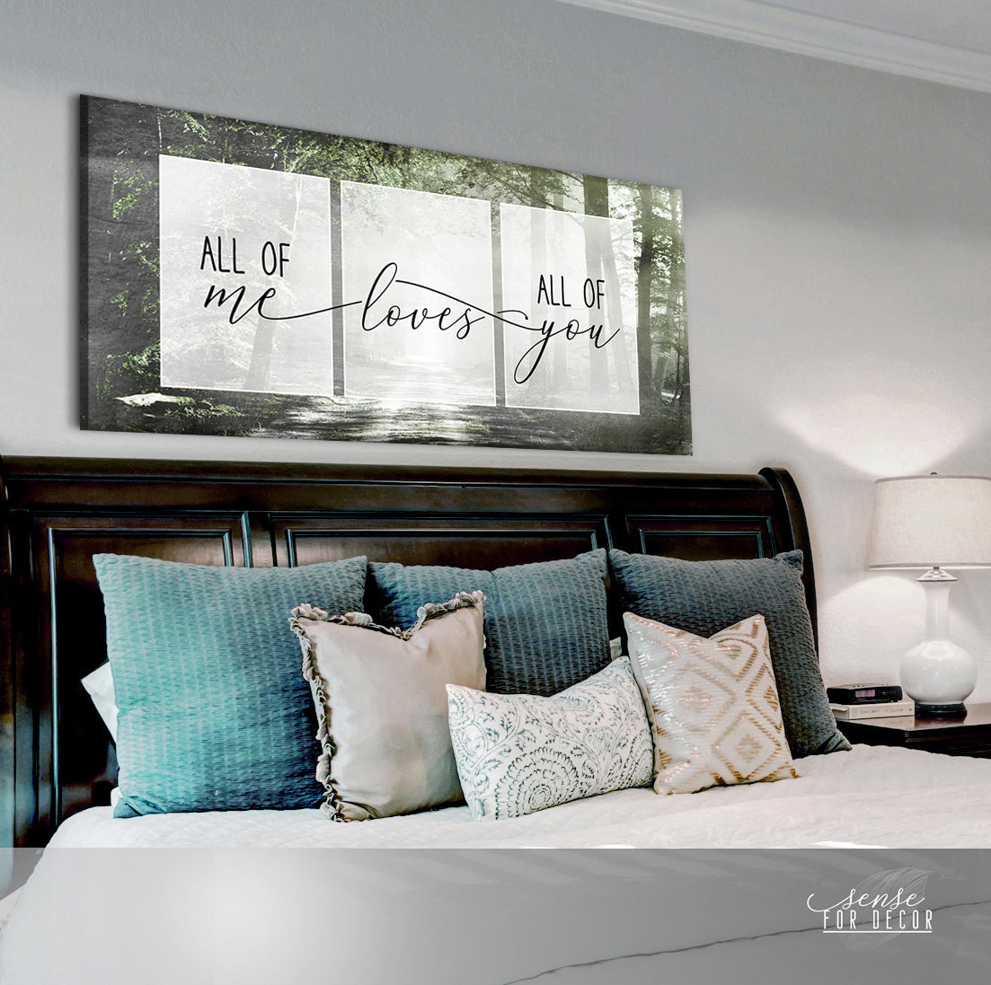 Exclusive Offer! Couples Wall Art - 'All Of Me Loves All Of You' v11 with Wood Frame, Ready To Hang