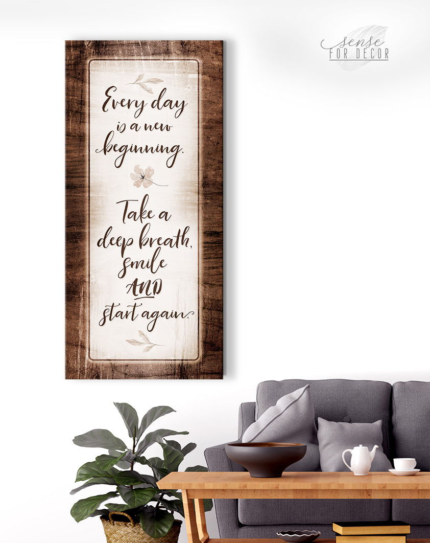 Hot Deal! Inspire Wall Art - 'Every Day is a New Beginning V2' with Wood Frame, Ready to Hang