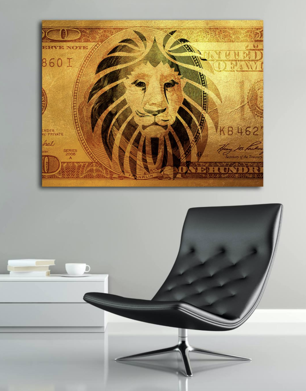 High - Quality Lion Bill Canvas Art with Wood Frame, Ready to Hang for Home Decor