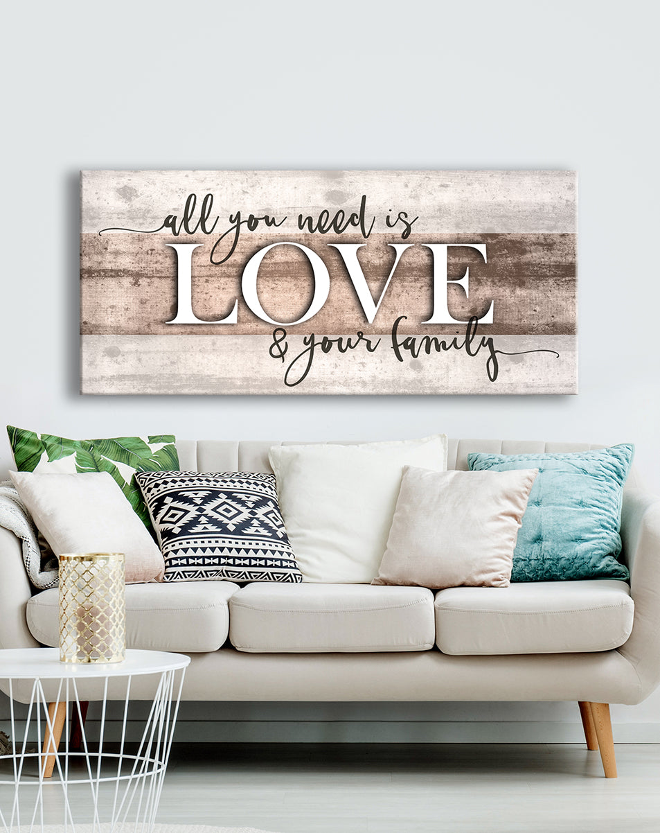 Hot! Family Wall Art: All You Need Is Love And Family (Wood Frame, Ready To Hang)
