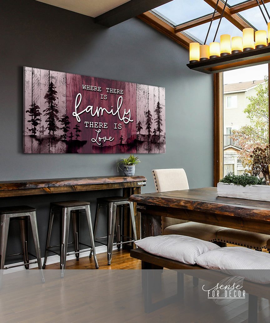 Exclusive Family Wall Art - 'Where There is Family There is Love' V3 with Wood Frame, Ready to Hang! Buy 2, Save 20%