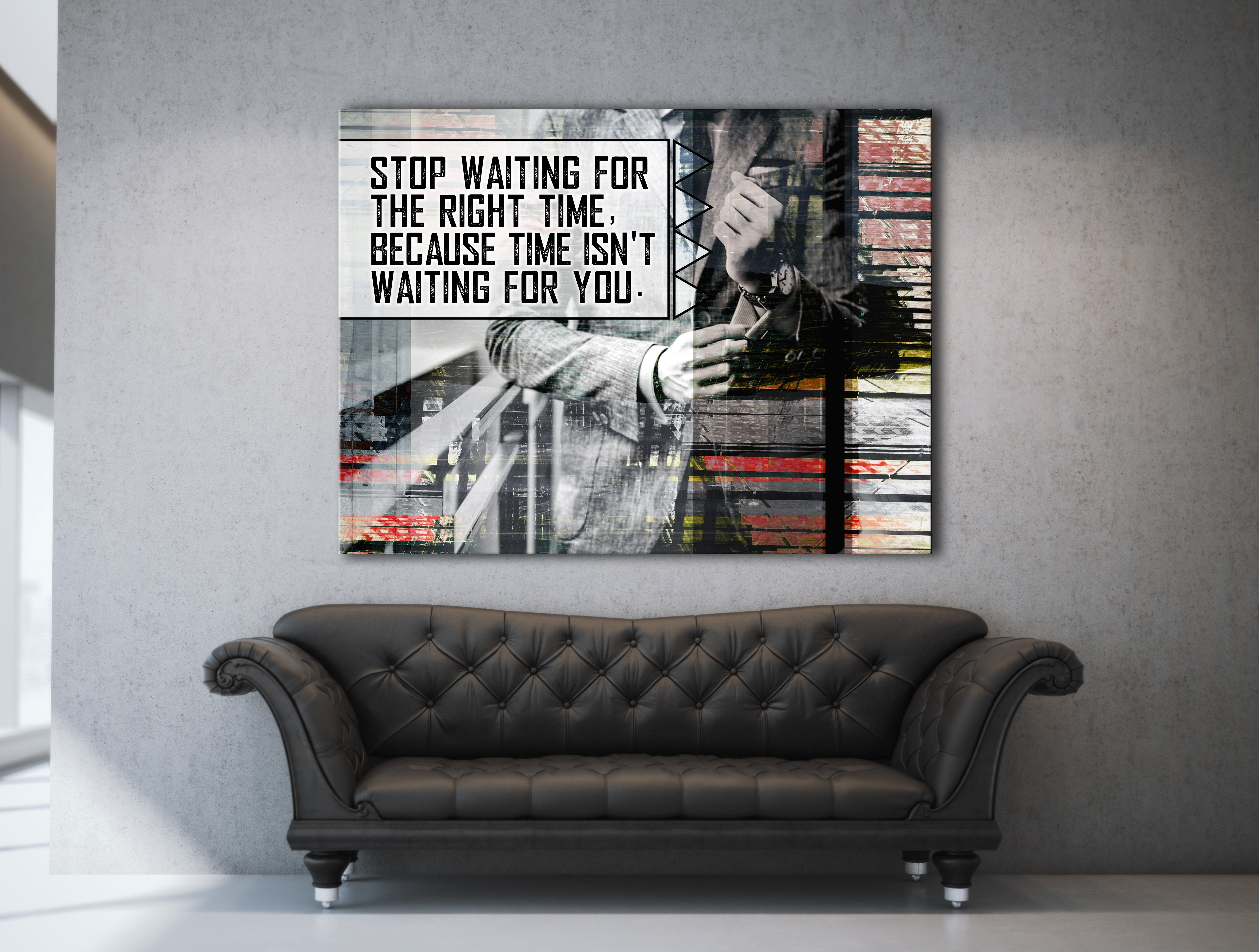 High - Quality Wood - Framed Business Wall Art: Stop Waiting for the Perfect Time, Ready to Hang