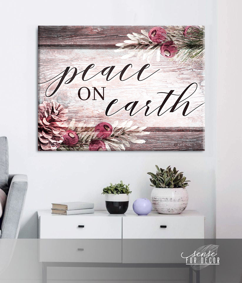 Exclusive Holiday Wall Art - Peace On Earth with Wood Frame, Ready to Hang! Buy 2, Save 20%