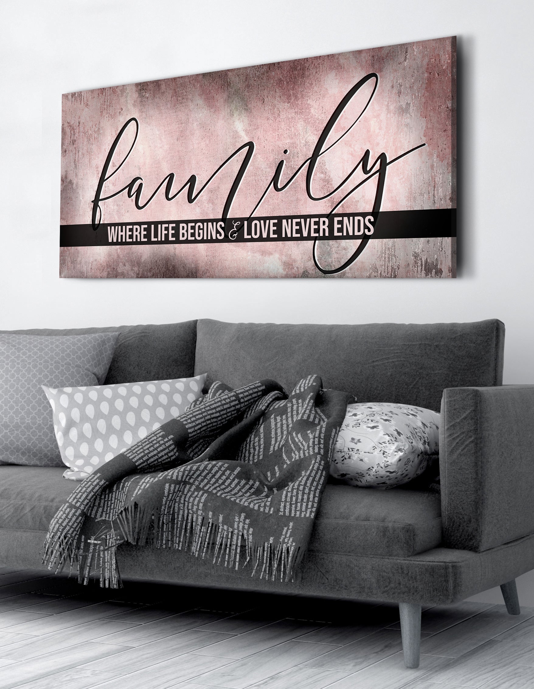 Exclusive Family Wall Art - Family Where Life Begins V9 with Wood Frame, Ready to Hang! Buy 2 Save 20%