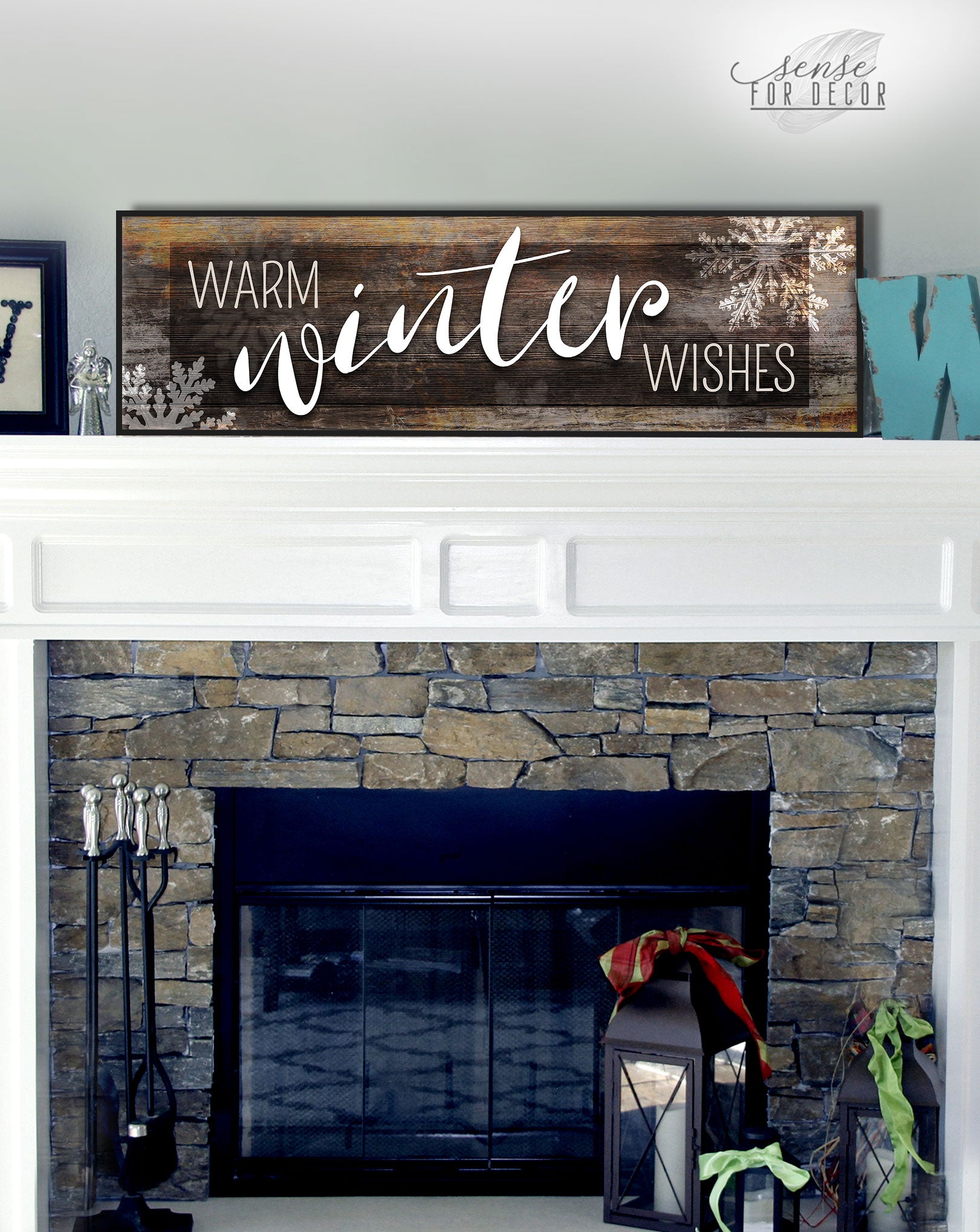 Hot Deal! Warm Winter Wishes Holiday Wall Art with Wood Frame, Ready to Hang