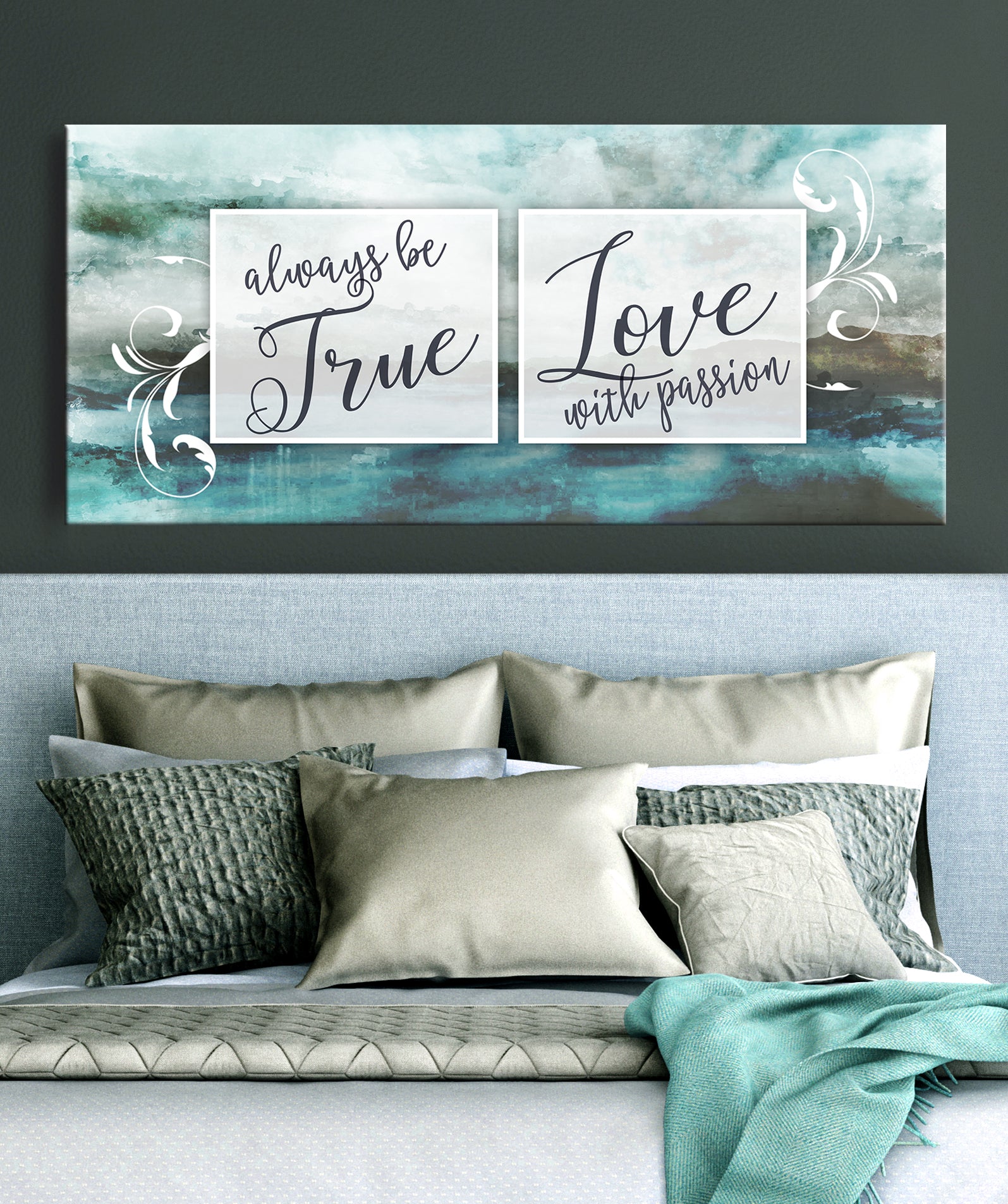 Hot! Couples Wall Art: Always True and Love Passionately (Wood Frame, Ready to Hang)