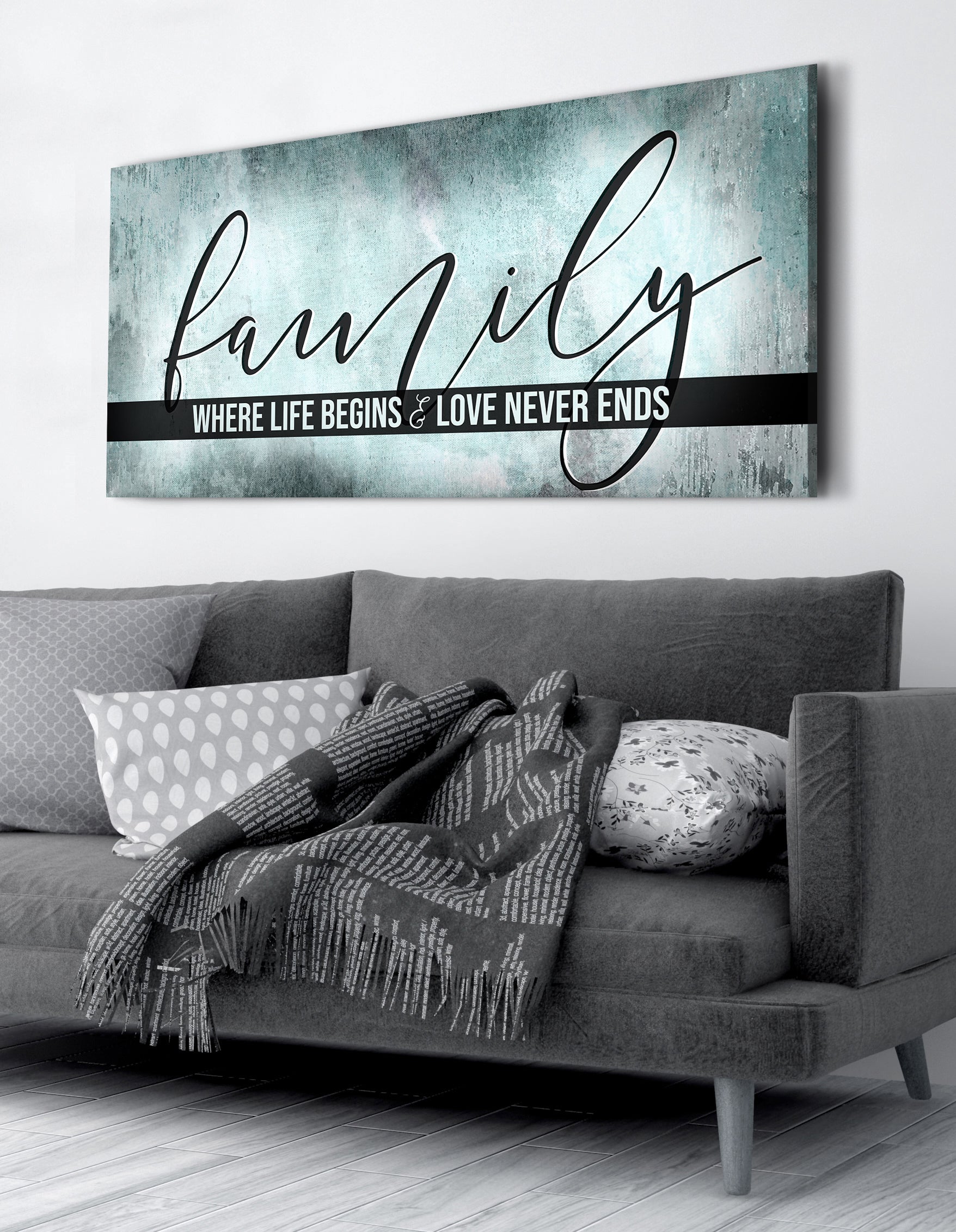 Exclusive Family Wall Art - Family Where Life Begins V9 with Wood Frame, Ready to Hang! Buy 2 Save 20%