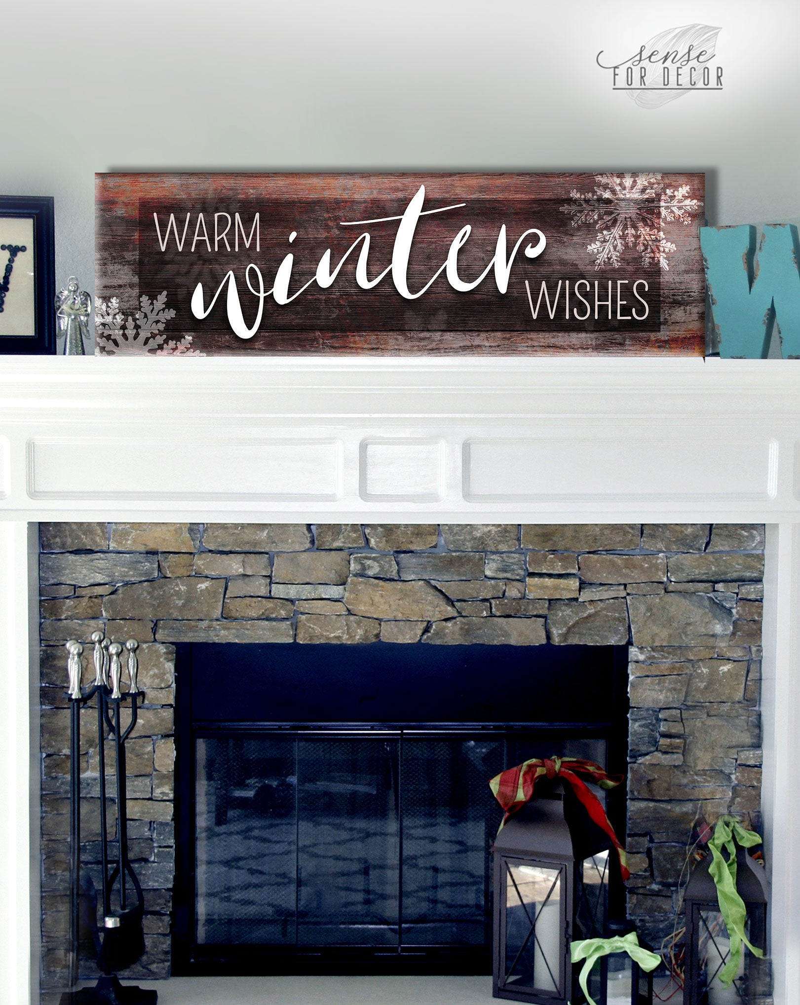 Hot Deal! Warm Winter Wishes Holiday Wall Art with Wood Frame, Ready to Hang