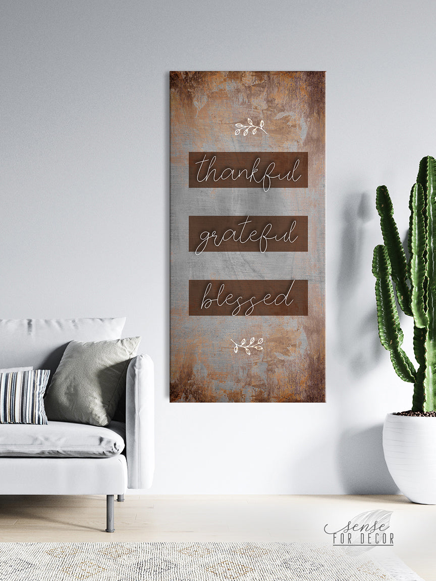 Hot Deal! Christian Wall Art - Thankful Grateful Blessed V14 with Wood Frame, Ready to Hang