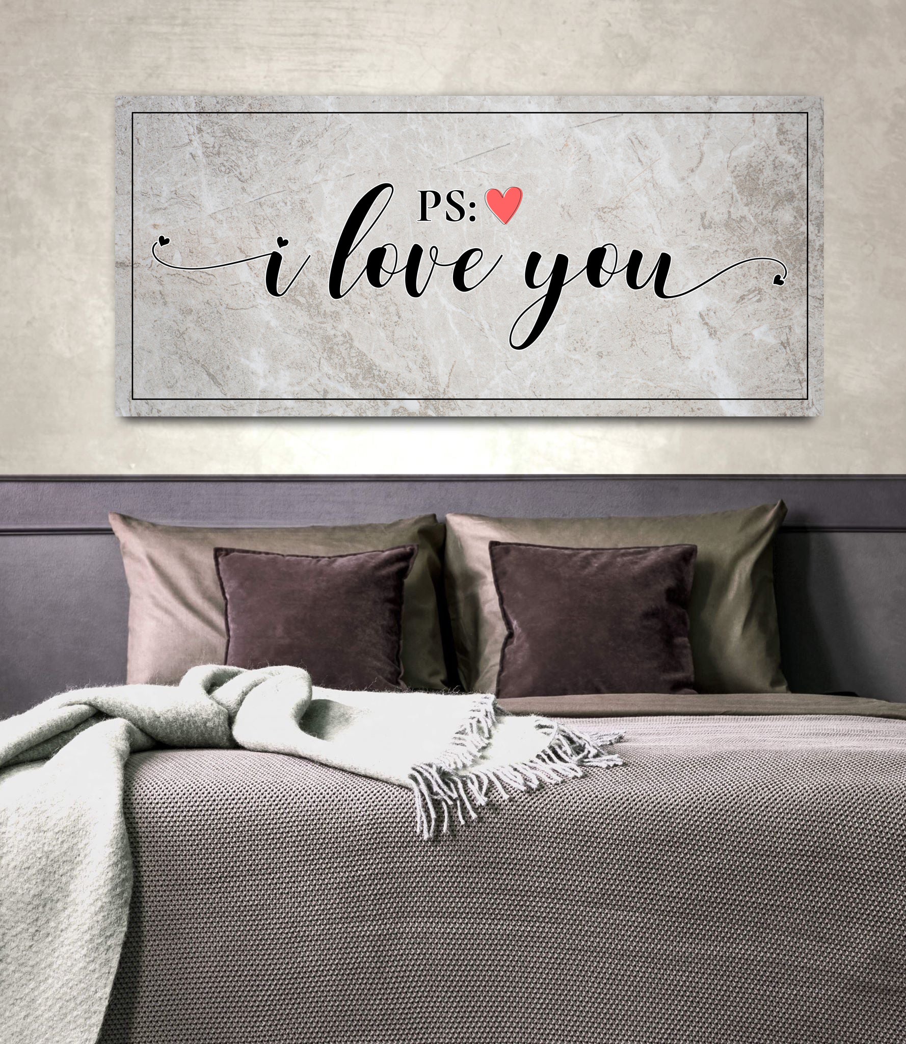 Hot Deal! Ready - to - Hang Couples Wall Art with 'P.S. I Love You' in Wood Frame