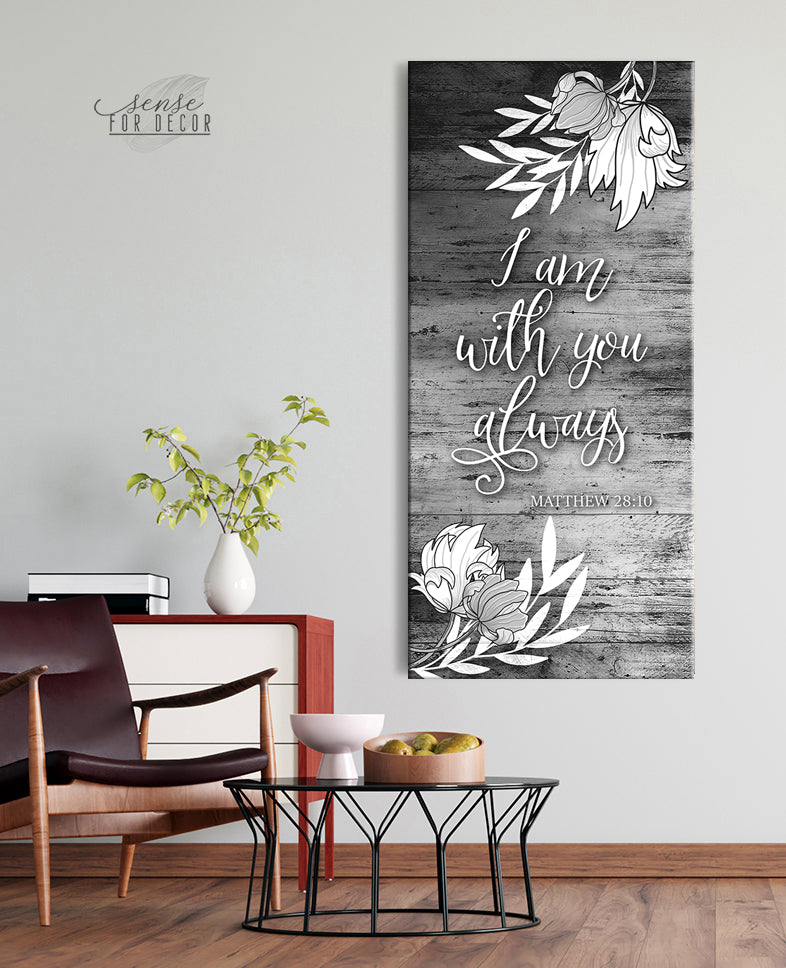 High - Quality Wood - Framed Couples Wall Art: 'I Am With You Always' Scripture V2 (Ready To Hang)