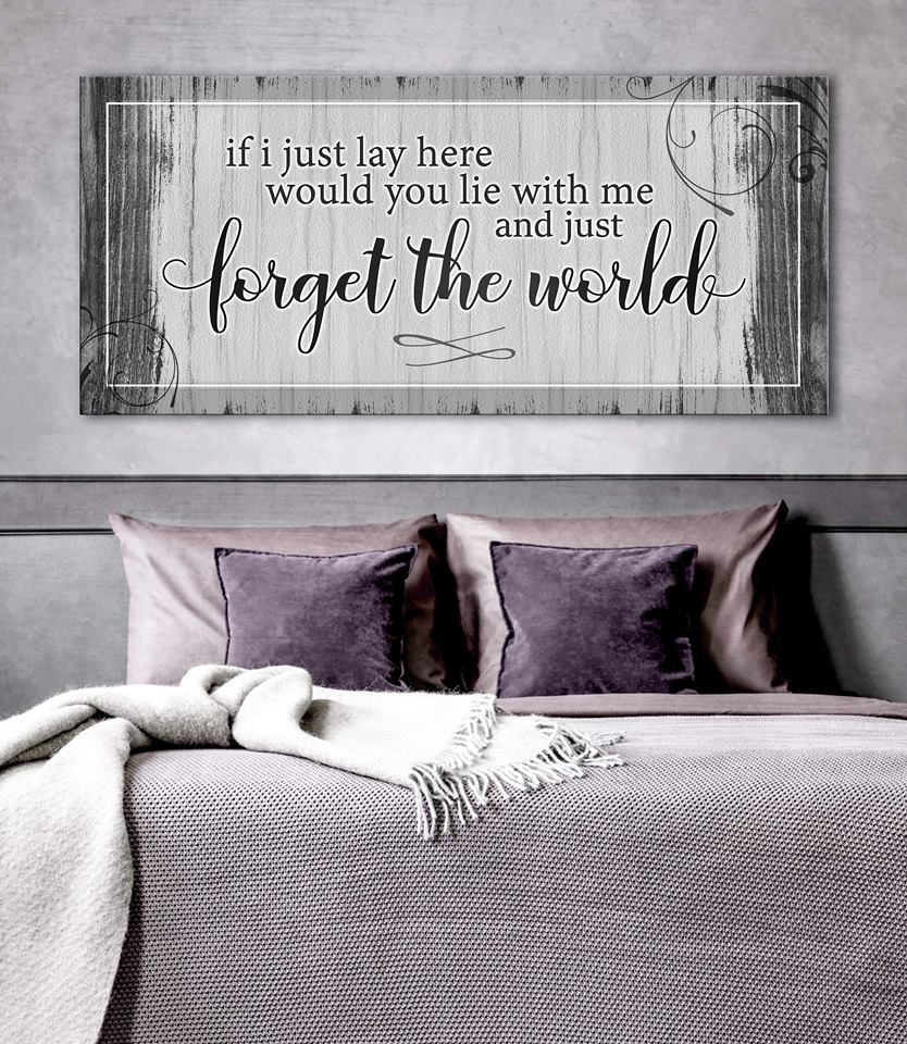 Hot! Couples Wall Art 'If I Just Lay Here' with Wood Frame, Ready to Hang