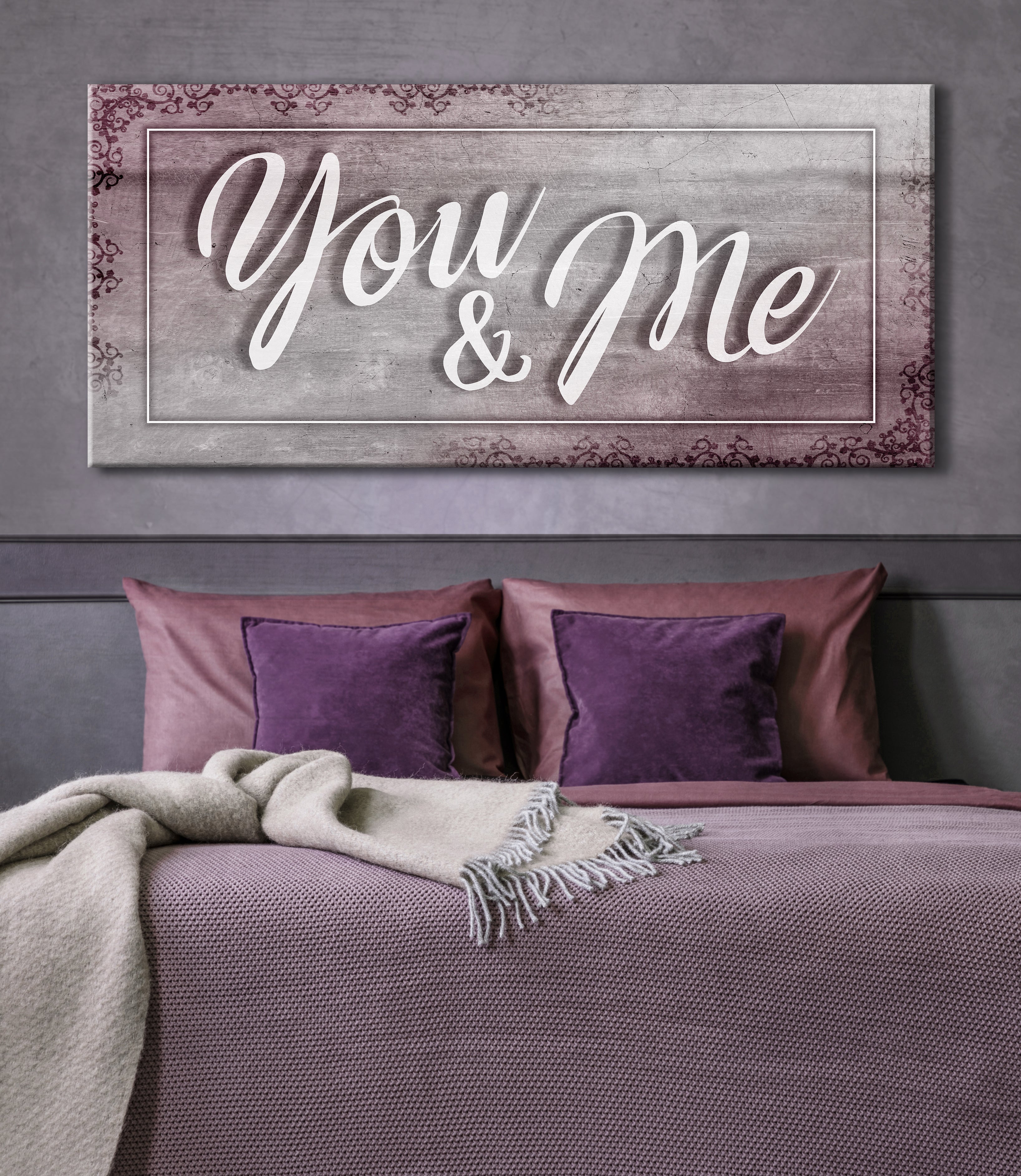 Hot Deal! High - quality Couples Wall Art 'You & Me V6' with Wood Frame, Ready to Hang