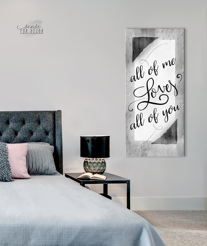 Ready - to - Hang Wood - Framed Couples Wall Art: All of Me Loves All of You V9