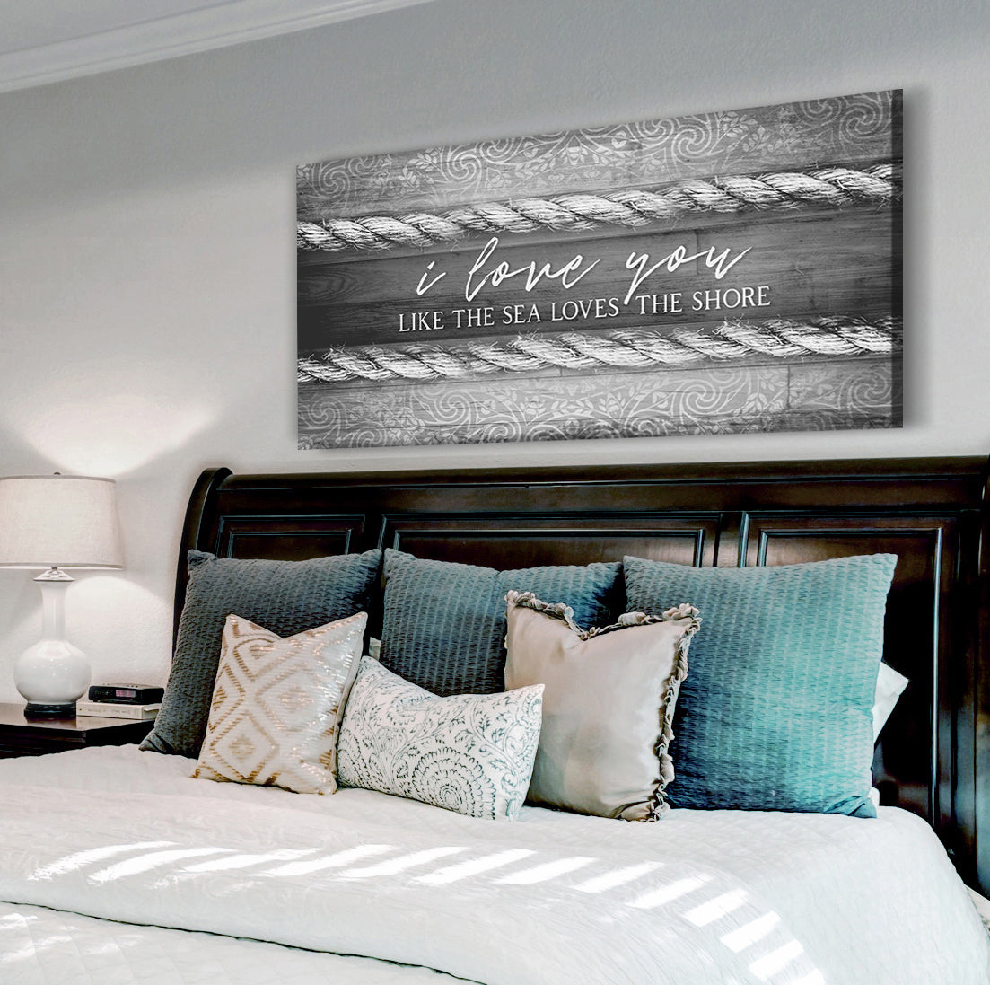 Exclusive Couples Wall Art: 'I Love You Like the Sea Loves the Shore' with Wood Frame, Ready to Hang - Buy 2 Save 20%