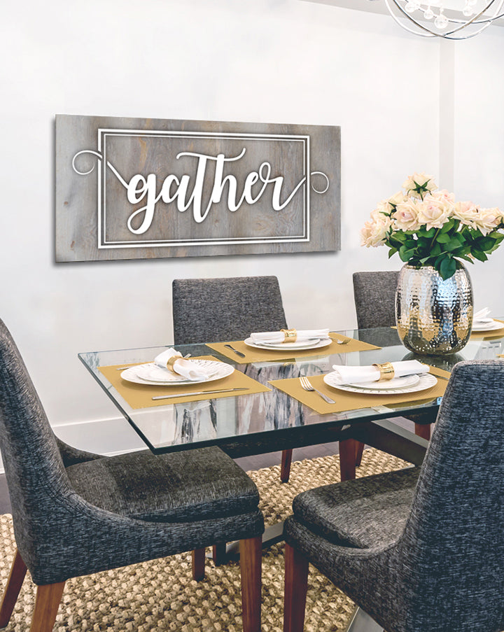 Ready-to-Hang Gather V4 Kitchen Wall Art with Wood Frame