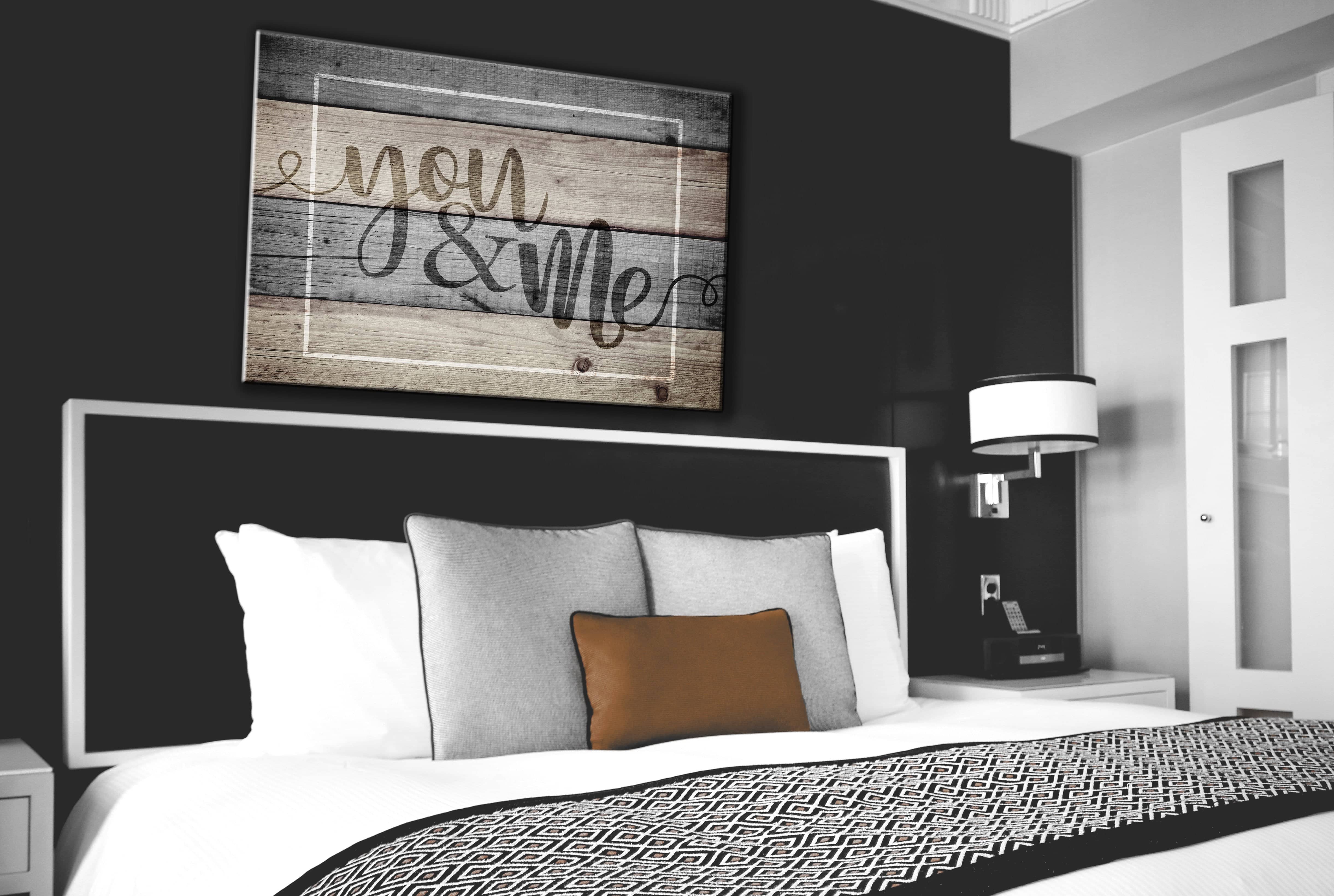 High - quality You & Me Bedroom Wall Art with Wood Frame, Ready to Hang