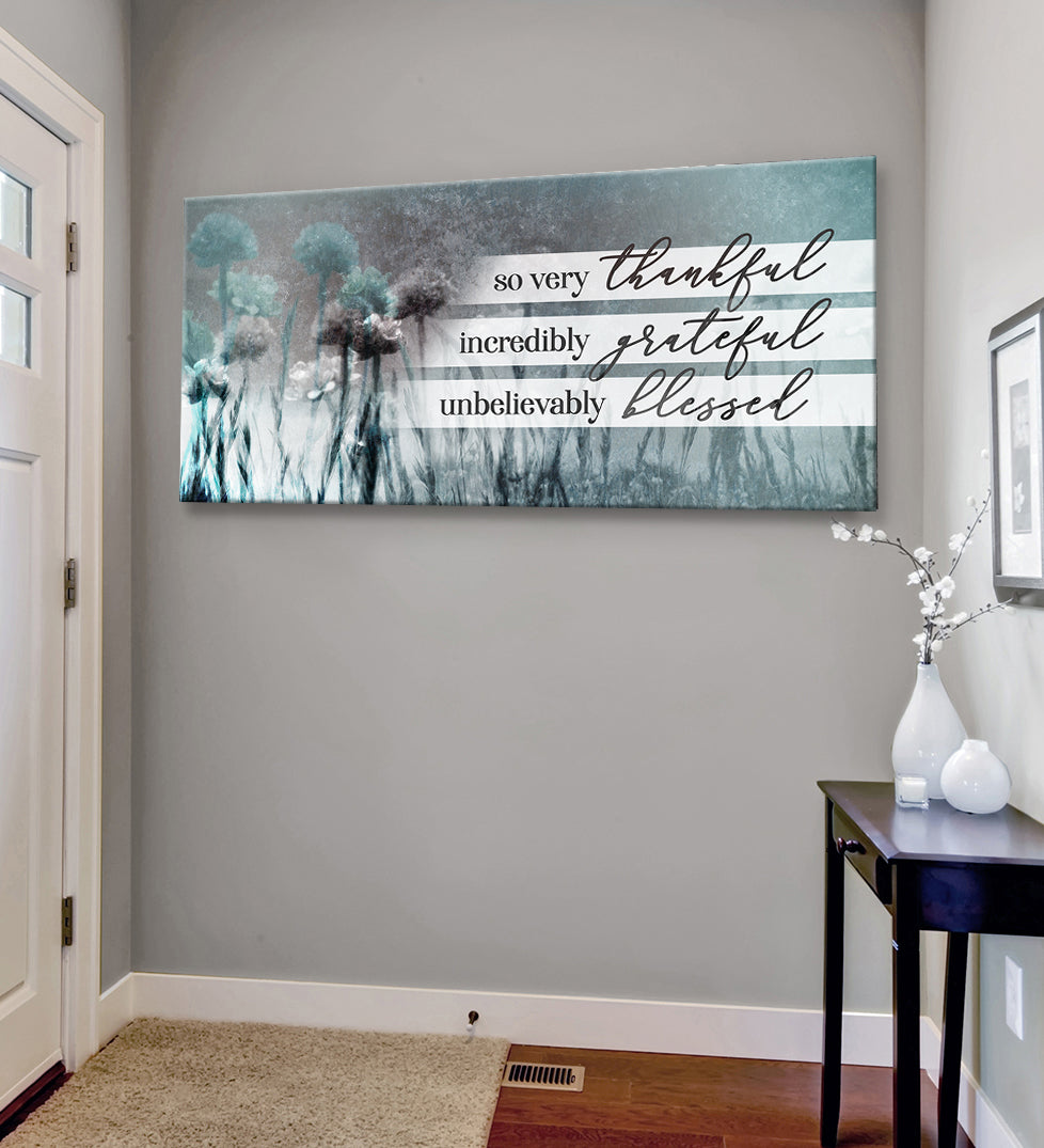 Hot Deal! Christian Wall Art - 'So Very Thankful V21' with Wood Frame, Ready to Hang
